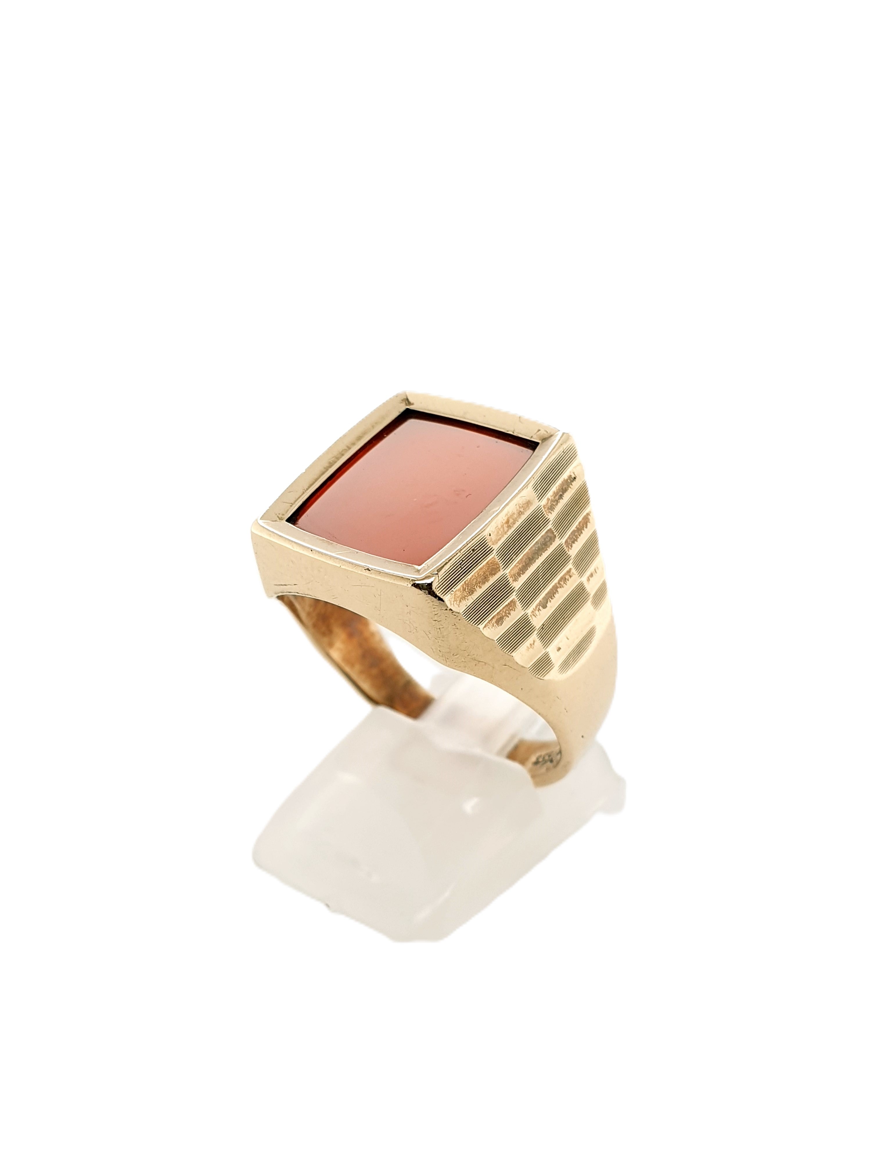 Gold Ring 333/8k Gr.65 Schmuckstein Orange-Braun