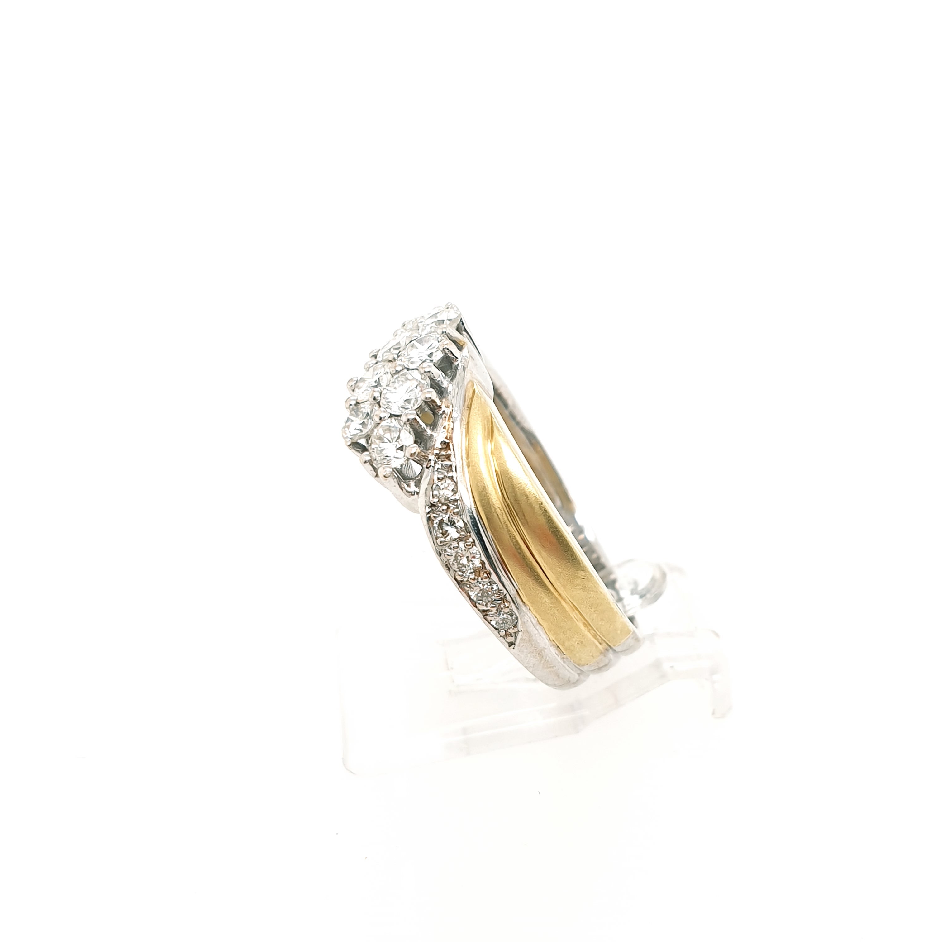 Ring Brillant Goldring 585/14kt Gelbgold Weißgold Gr.55