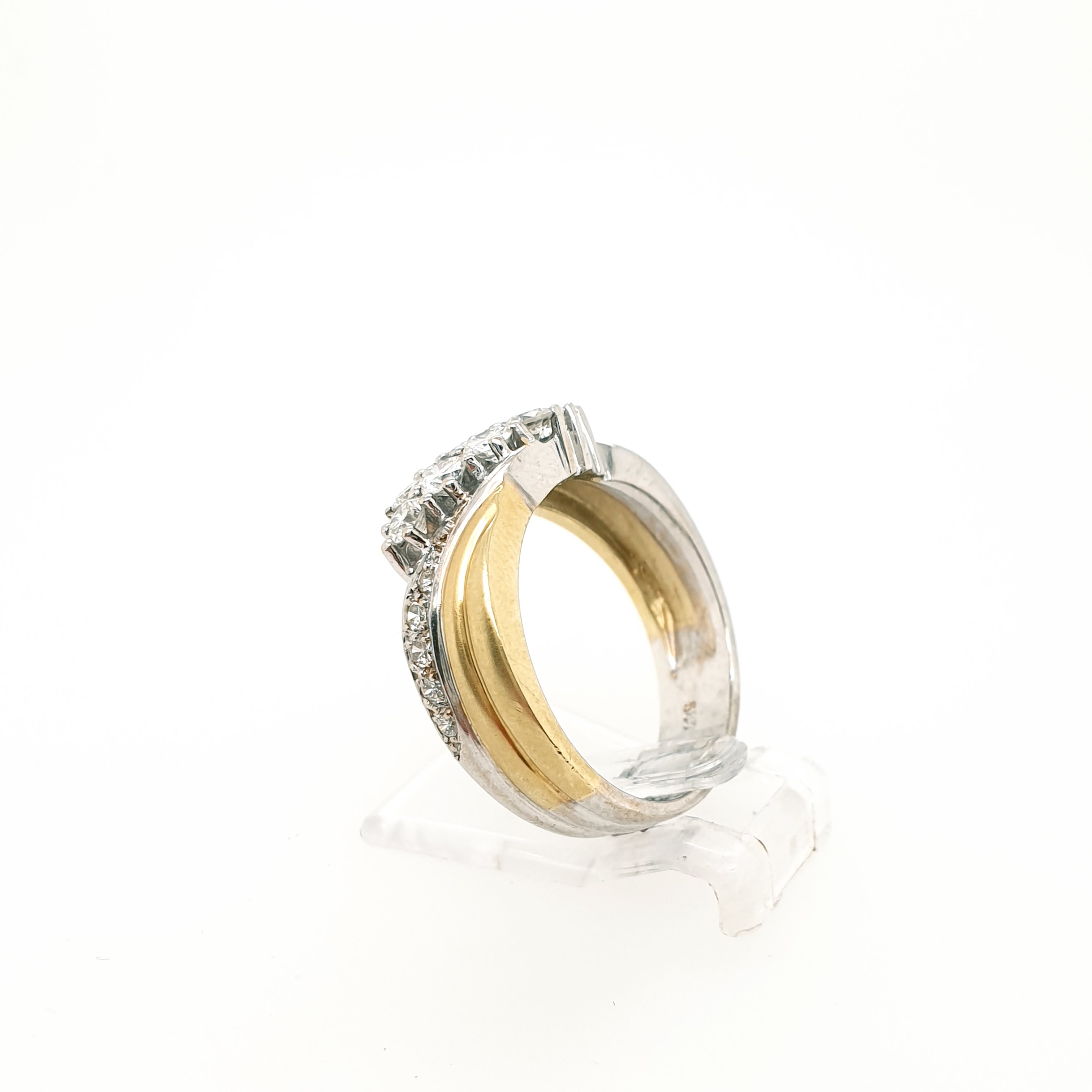 Ring Brillant Goldring 585/14kt Gelbgold Weißgold Gr.55