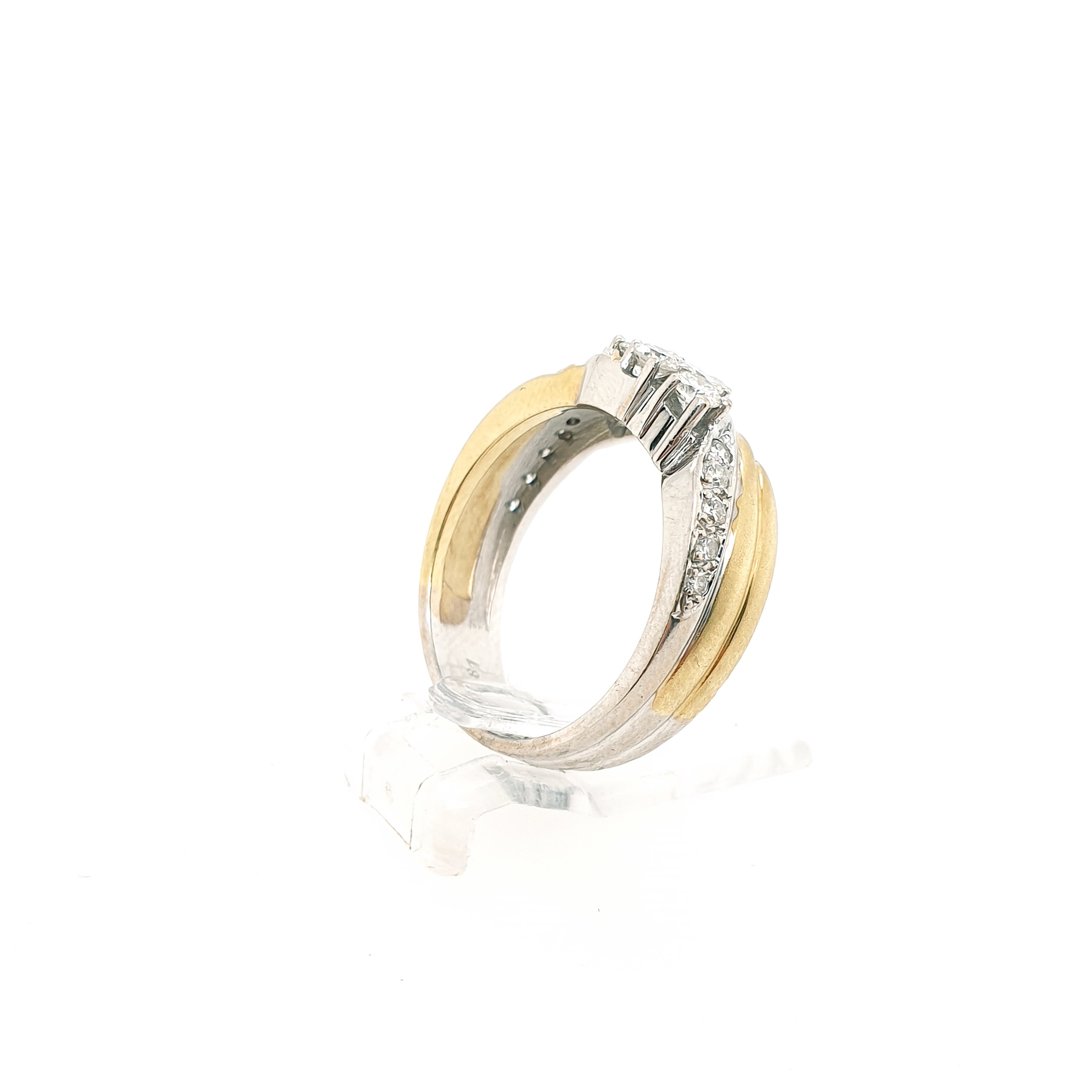 Ring Brillant Goldring 585/14kt Gelbgold Weißgold Gr.55
