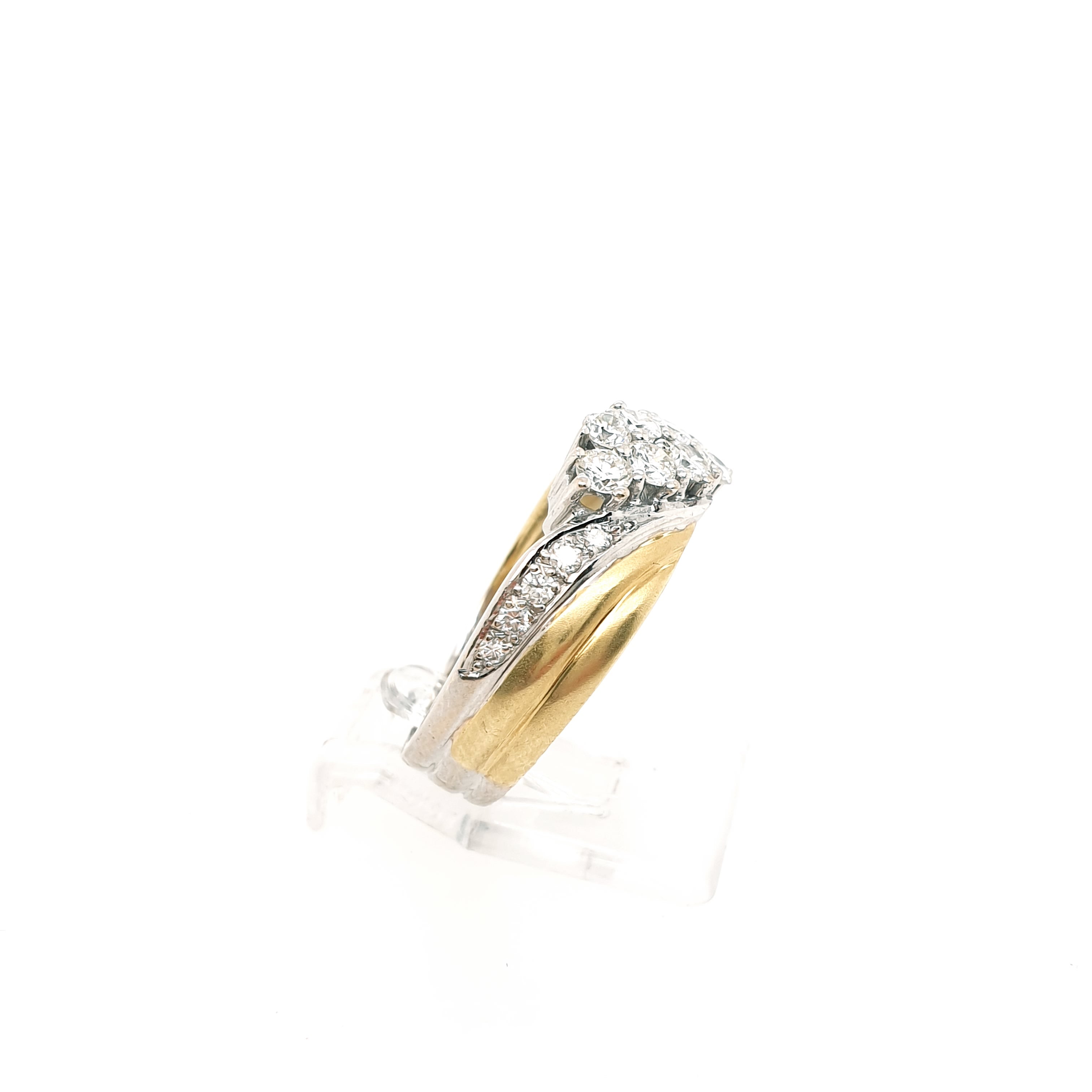 Ring Brillant Goldring 585/14kt Gelbgold Weißgold Gr.55