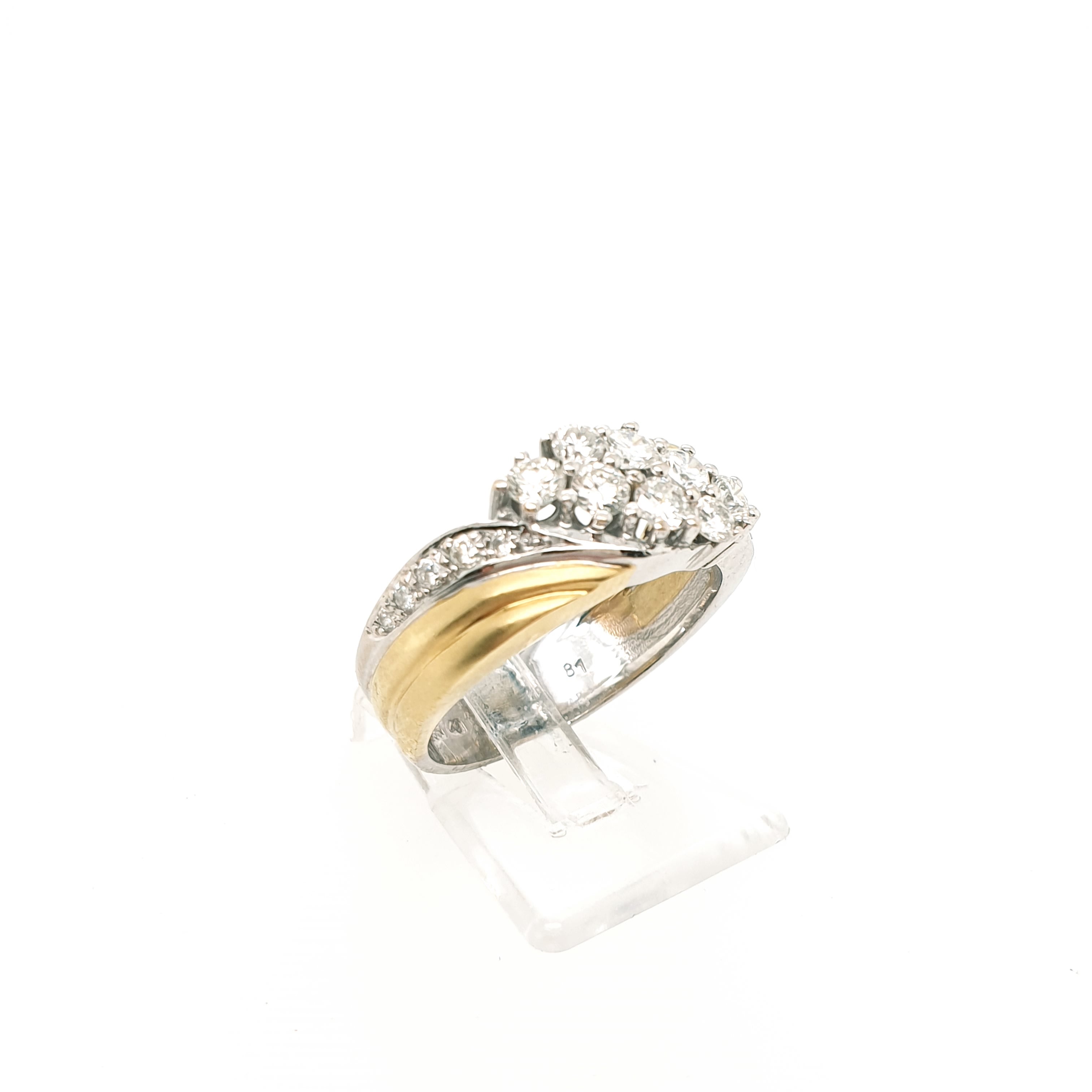 Ring Brillant Goldring 585/14kt Gelbgold Weißgold Gr.55