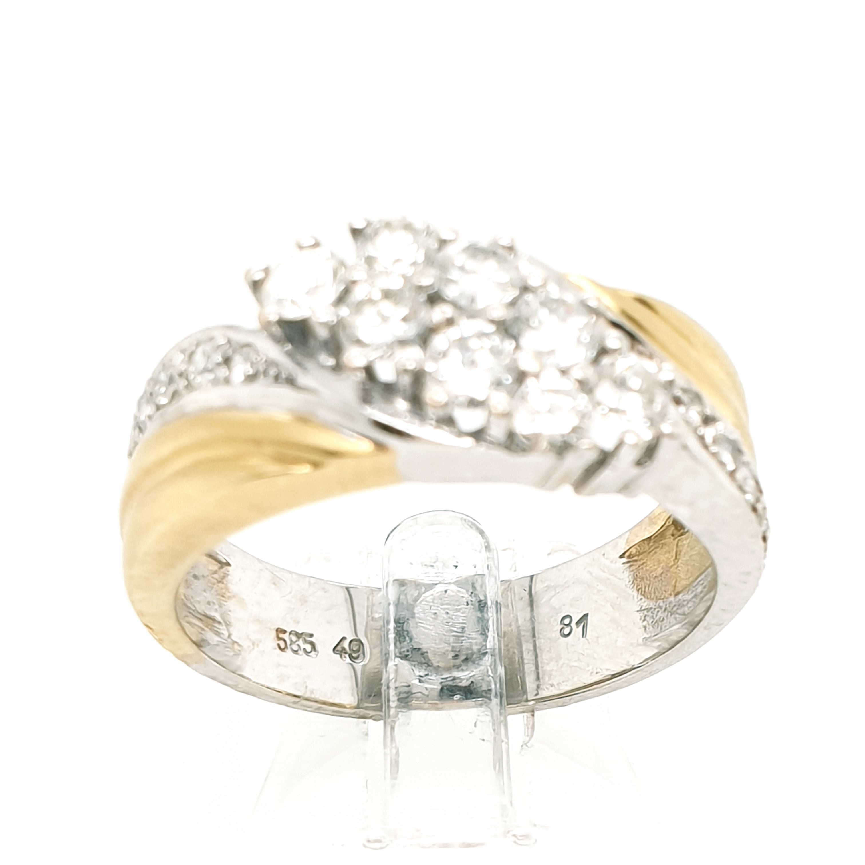 Ring Brillant Goldring 585/14kt Gelbgold Weißgold Gr.55