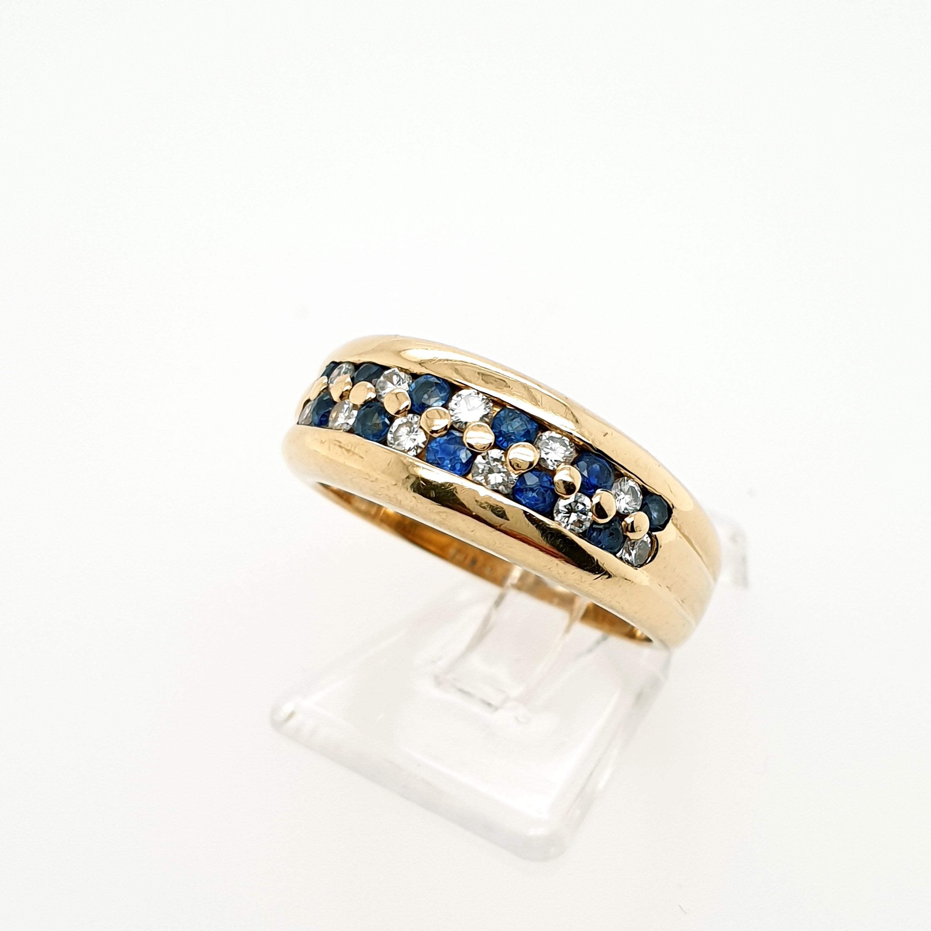 Ring Goldring 750/18kt Gelbgold Diamanten Saphire Gr.53