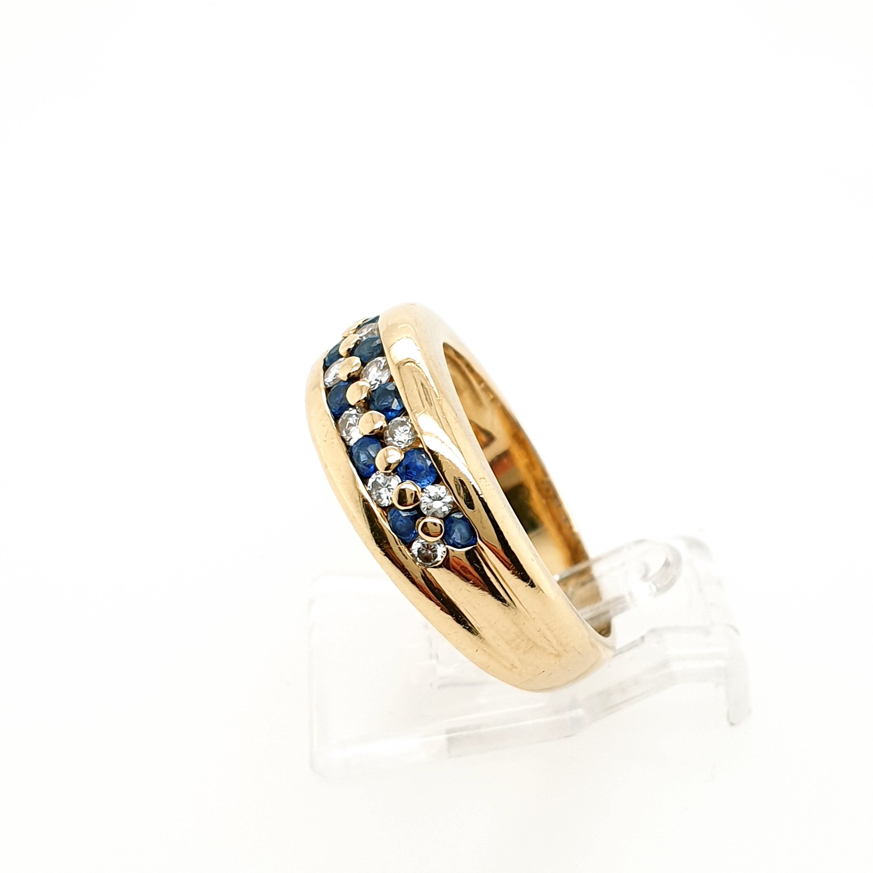 Ring Goldring 750/18kt Gelbgold Diamanten Saphire Gr.53