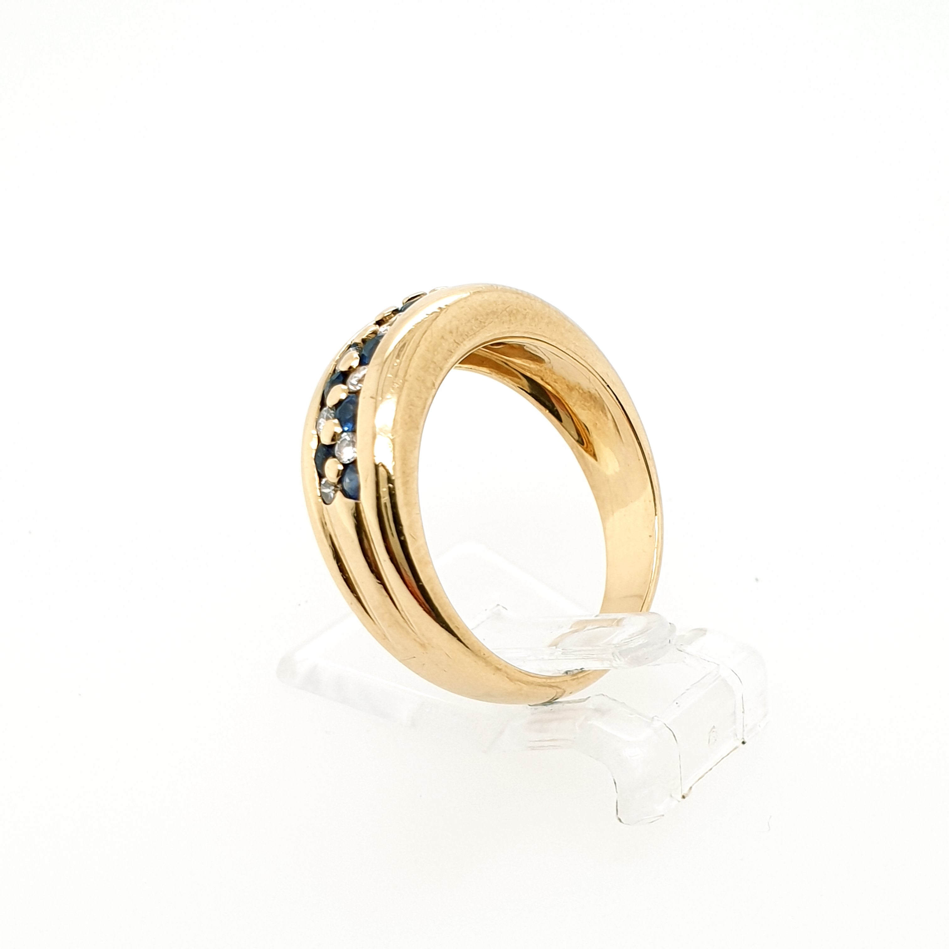Ring Goldring 750/18kt Gelbgold Diamanten Saphire Gr.53