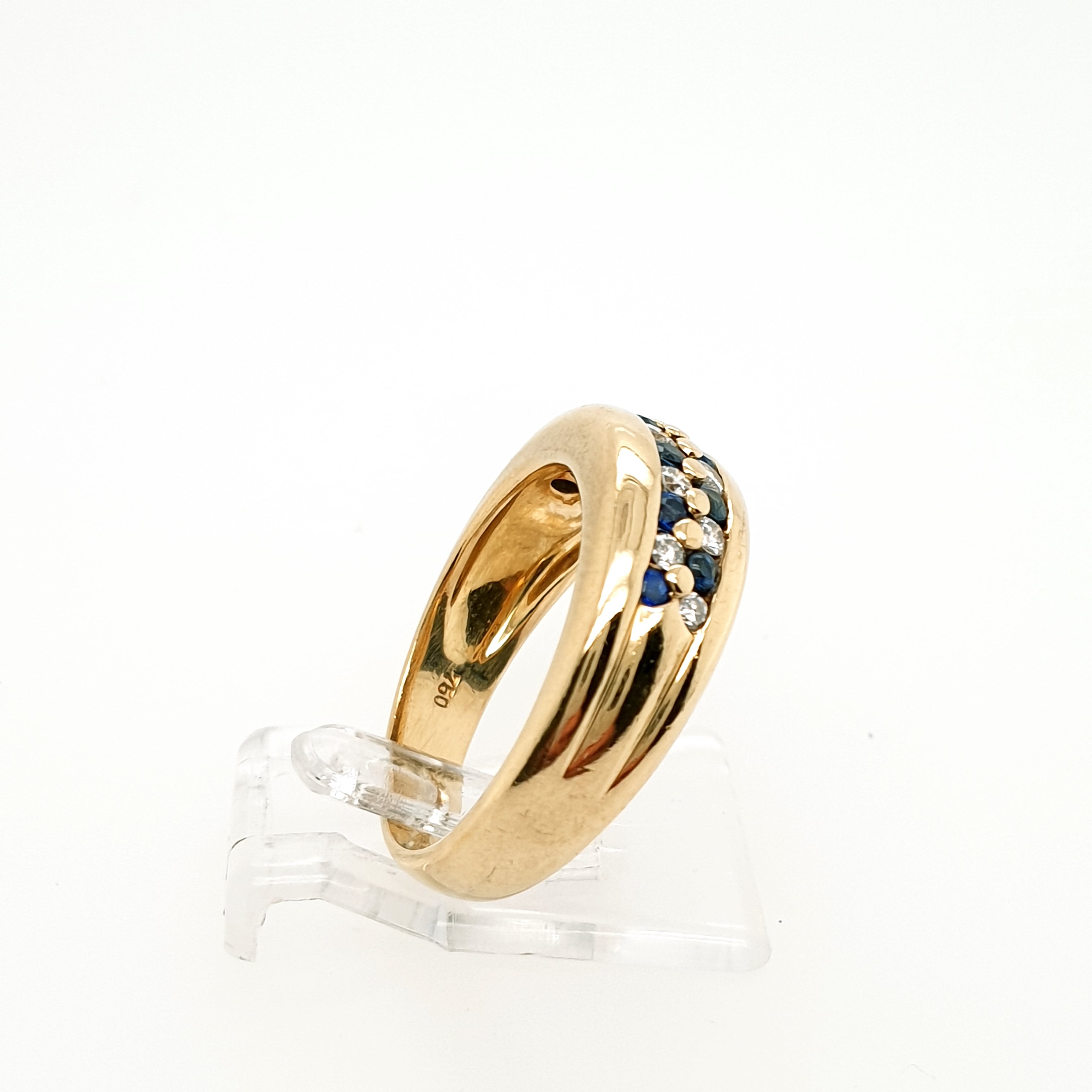Ring Goldring 750/18kt Gelbgold Diamanten Saphire Gr.53
