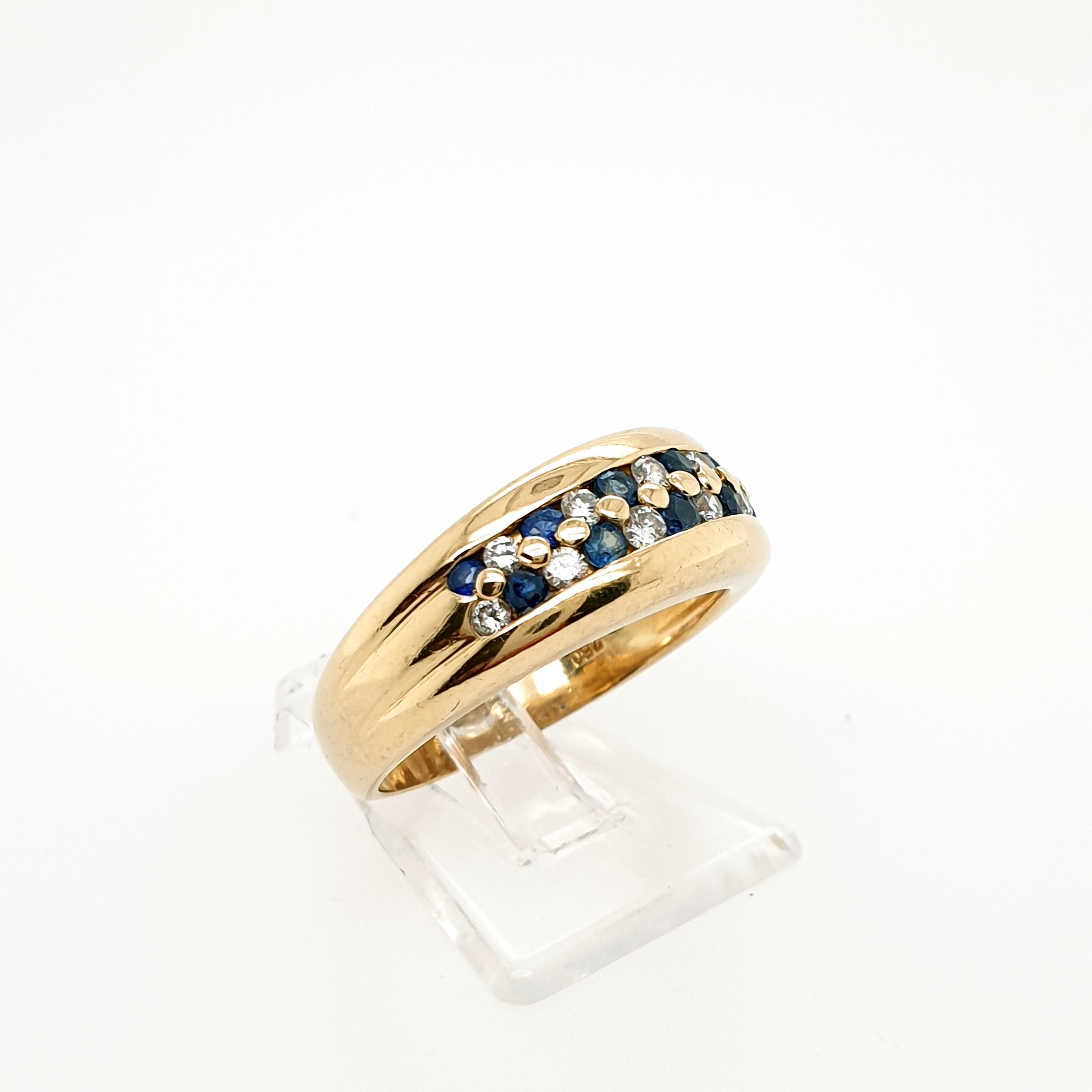 Ring Goldring 750/18kt Gelbgold Diamanten Saphire Gr.53