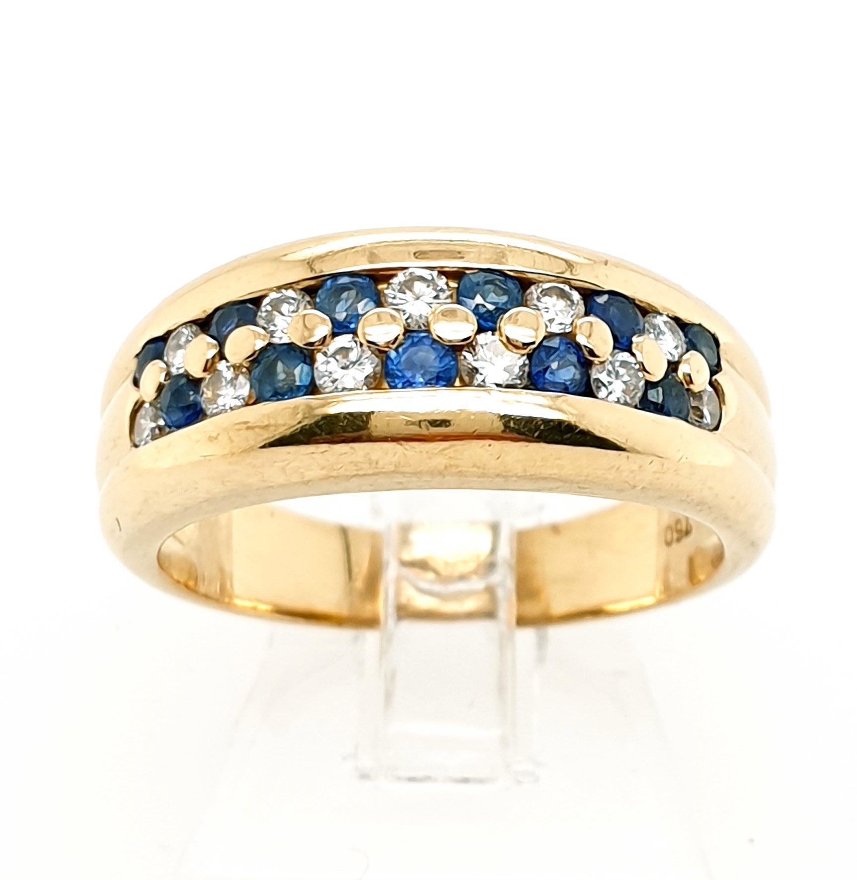 Ring Goldring 750/18kt Gelbgold Diamanten Saphire Gr.53