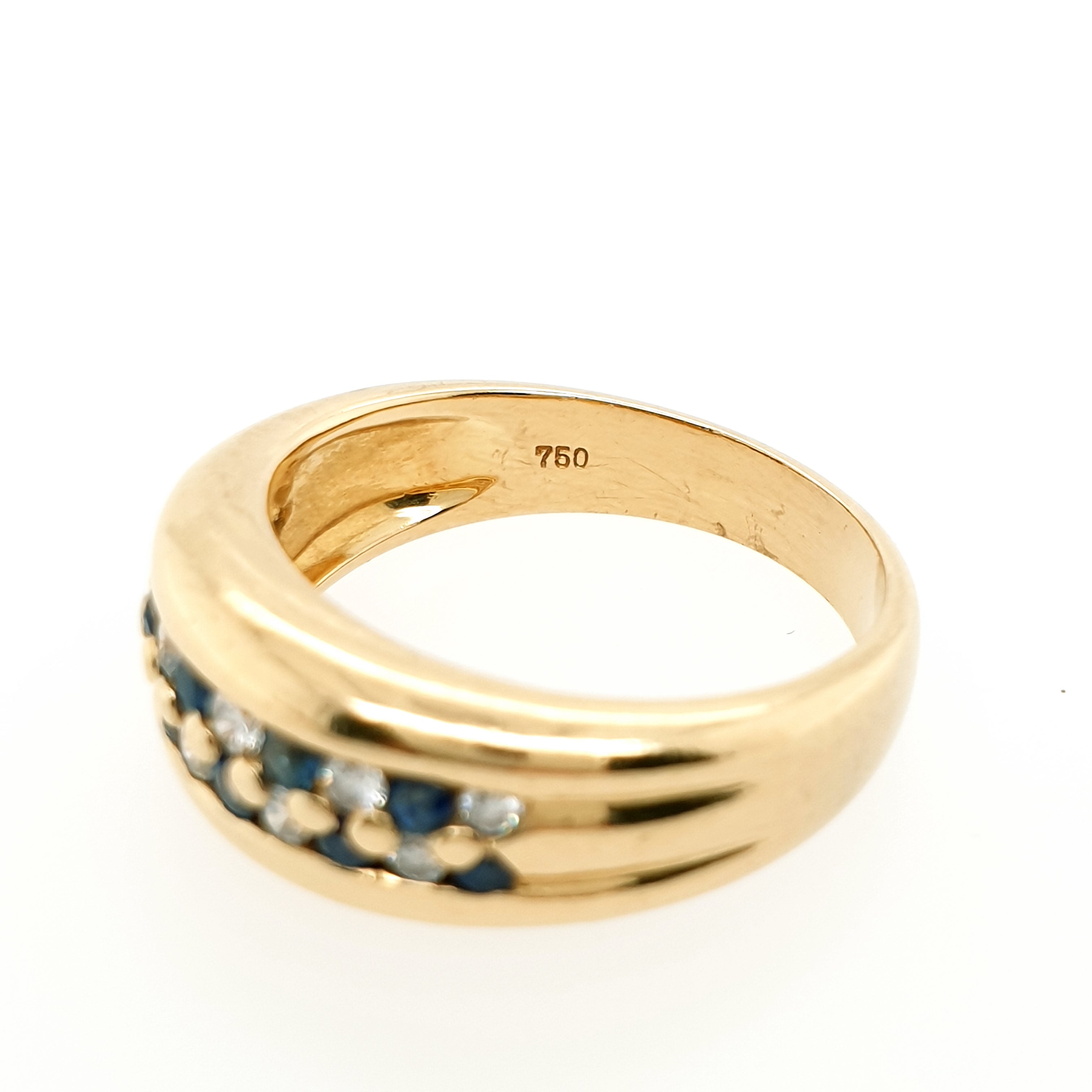Ring Goldring 750/18kt Gelbgold Diamanten Saphire Gr.53