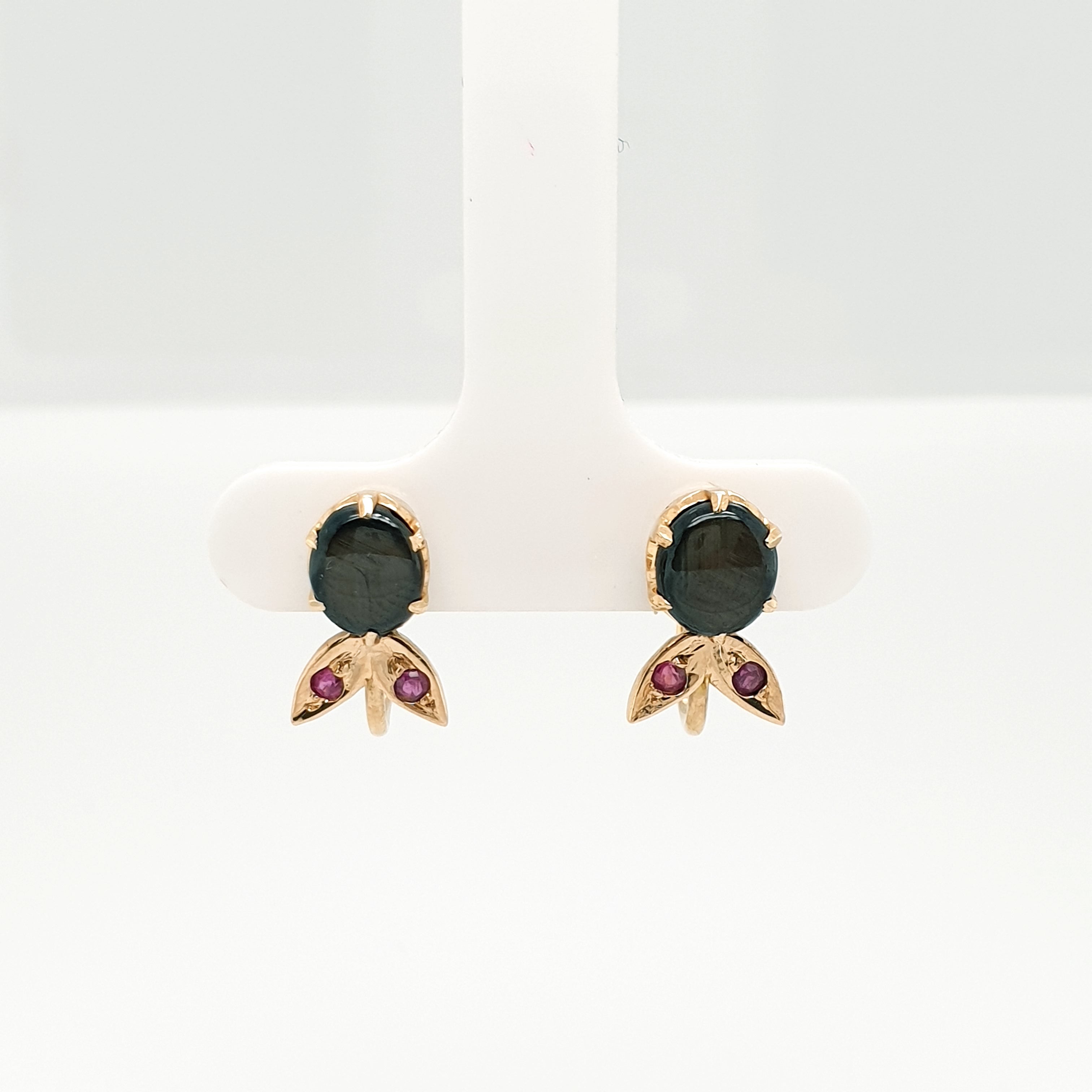 Ohrringe Rubine braune Farbsteine 750 Rotgold 18kt