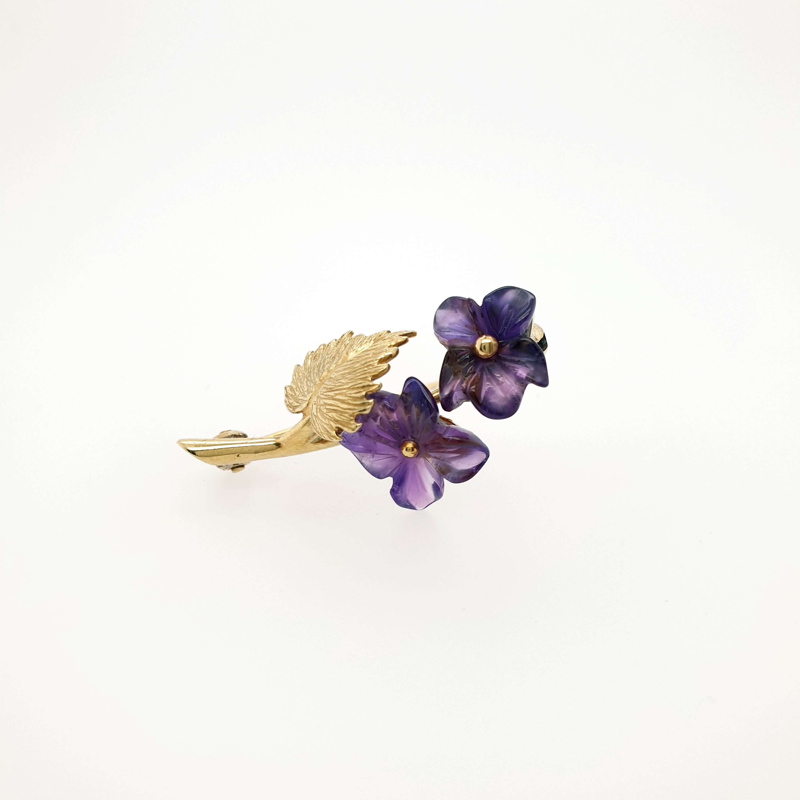 Veilchen Blumen Brosche Anhänger 585 Gelbgold 14kt