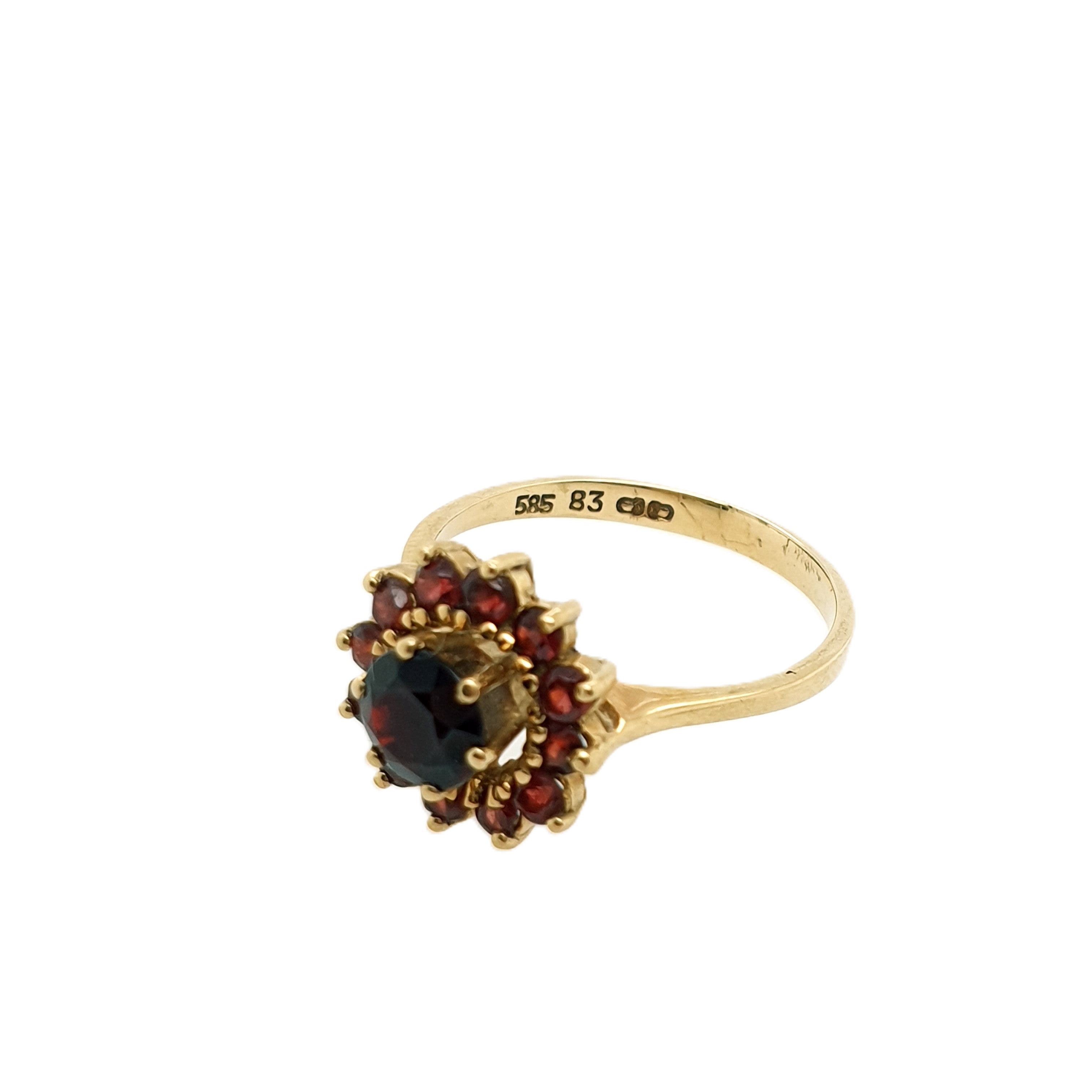Ring Goldring rote Farbsteine 585/14 Karat Gelbgold Gr.56