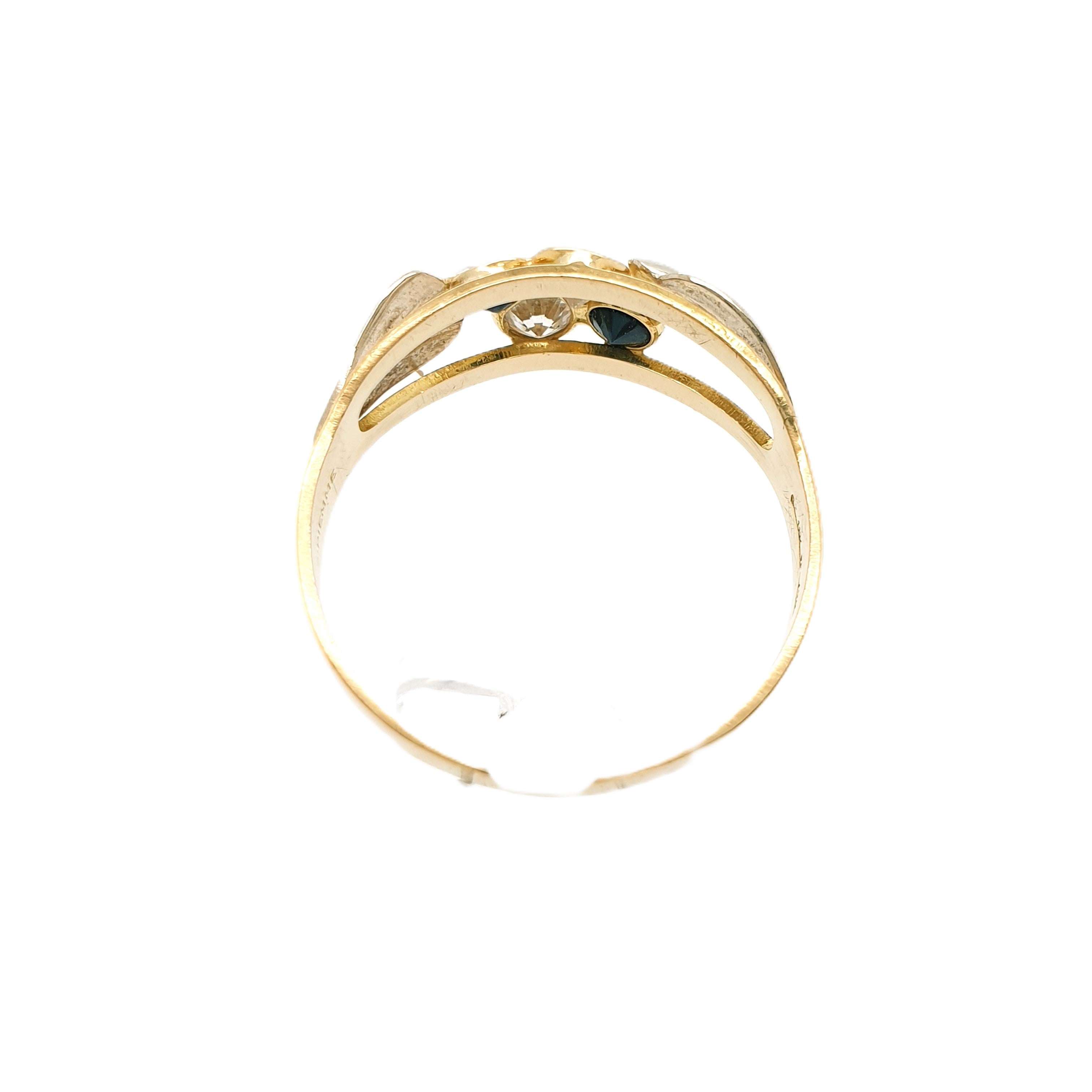 Ring Goldring Farbstein 750/18 Karat Gelbgold Gr.61