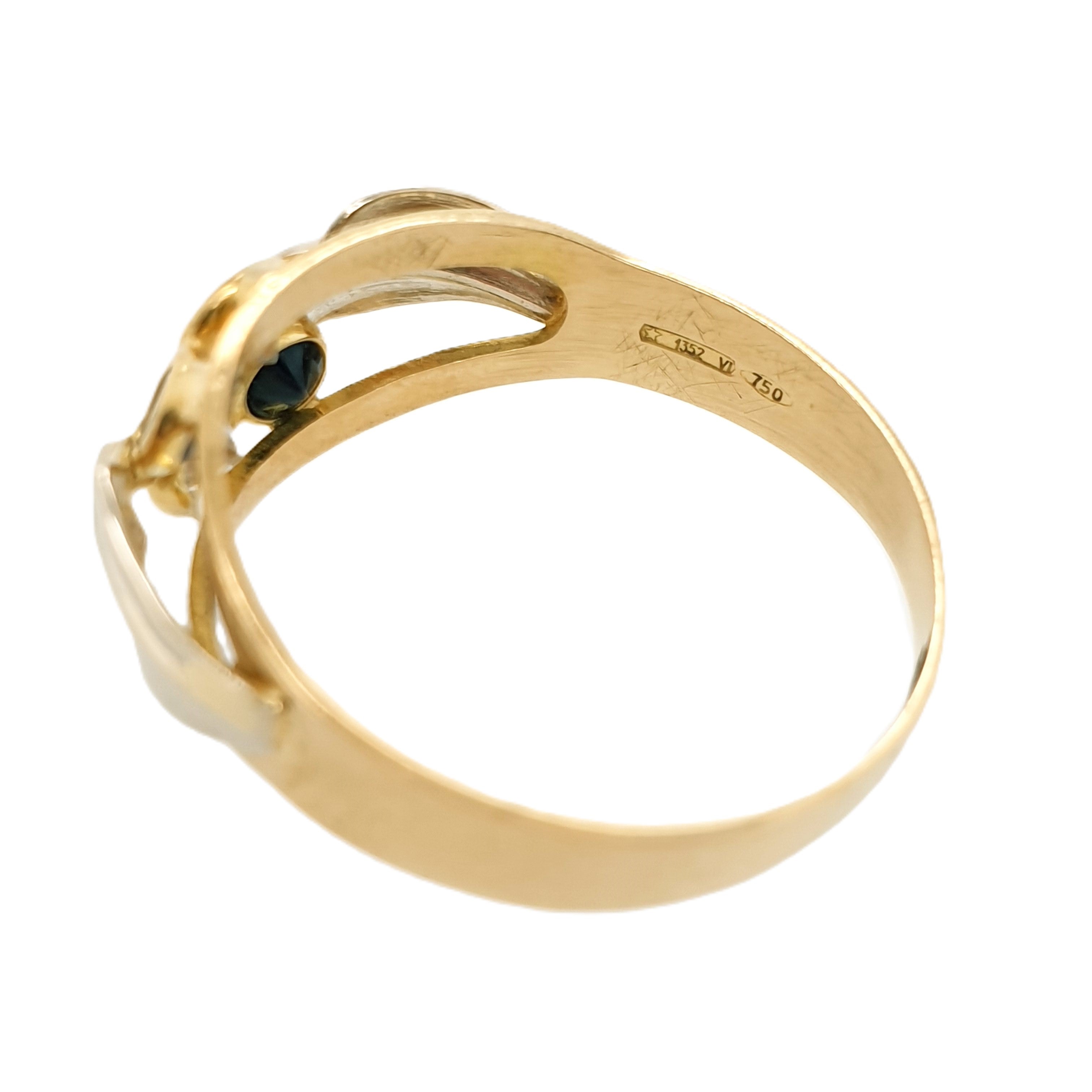 Ring Goldring Farbstein 750/18 Karat Gelbgold Gr.61