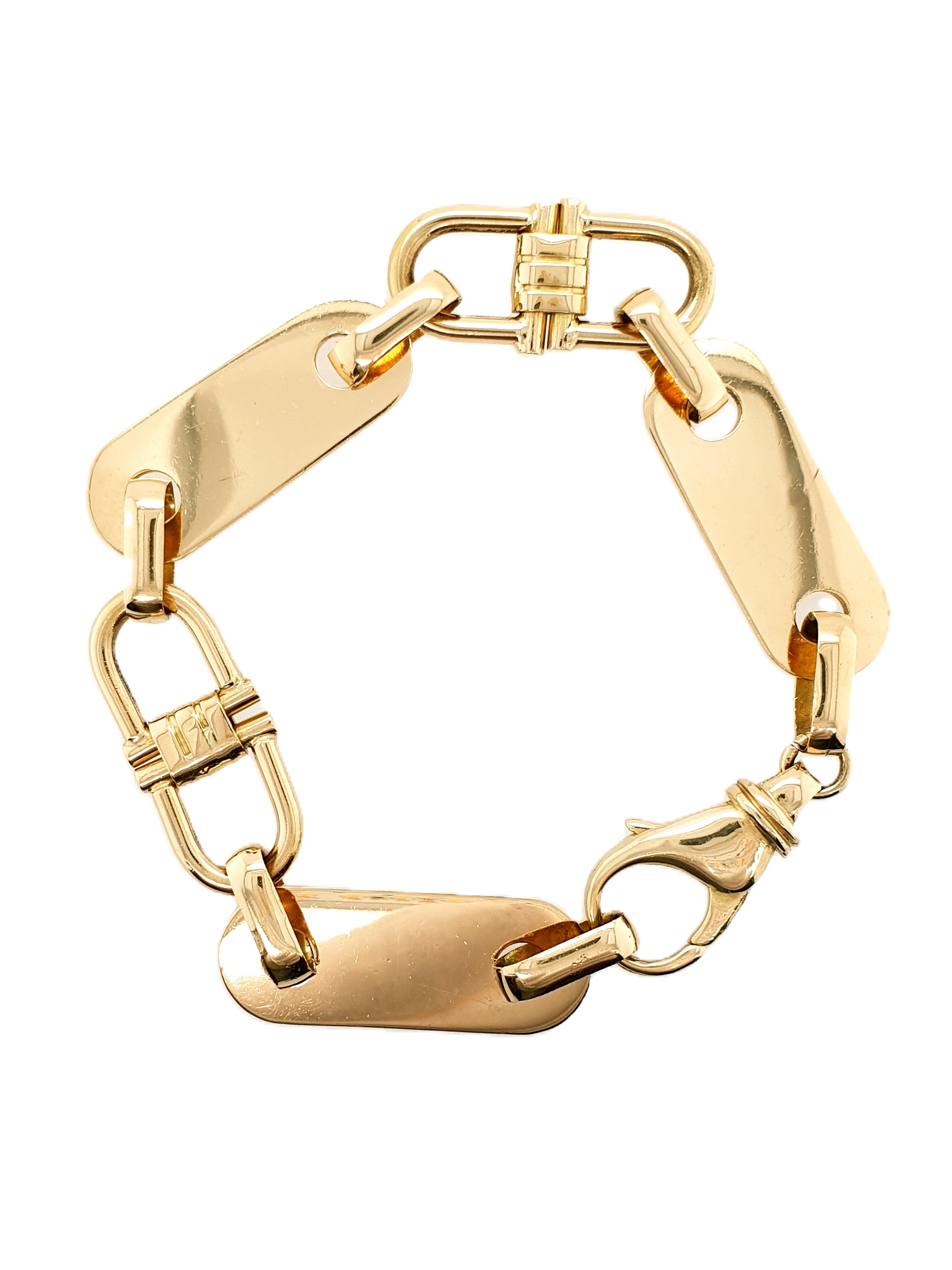Platten Steigbügel Armband 750/18kt Gold