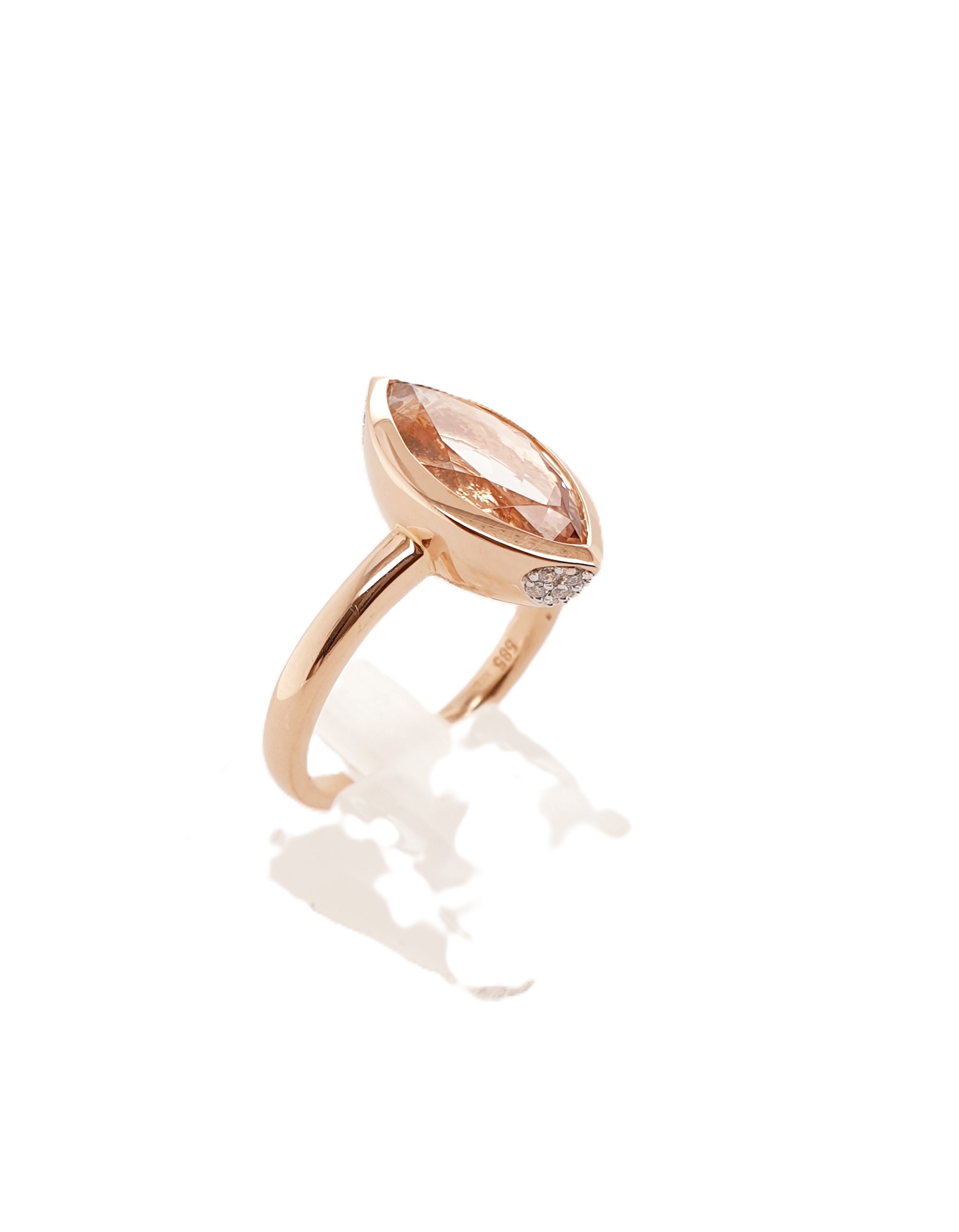 Brillant Ring mit Morganit 585/14kt Gr.54