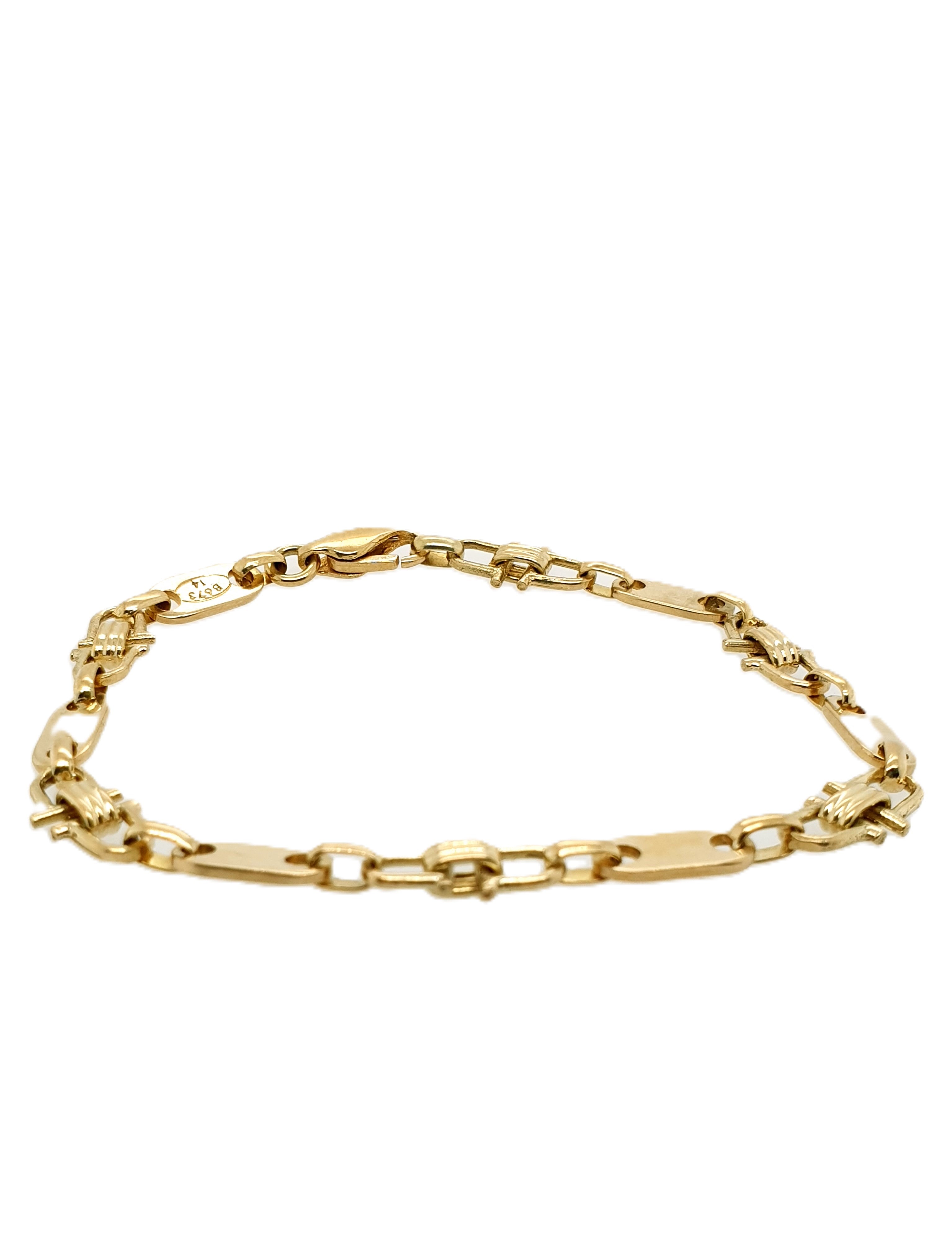 Platten Steigbügel Armband 585/14kt Gold