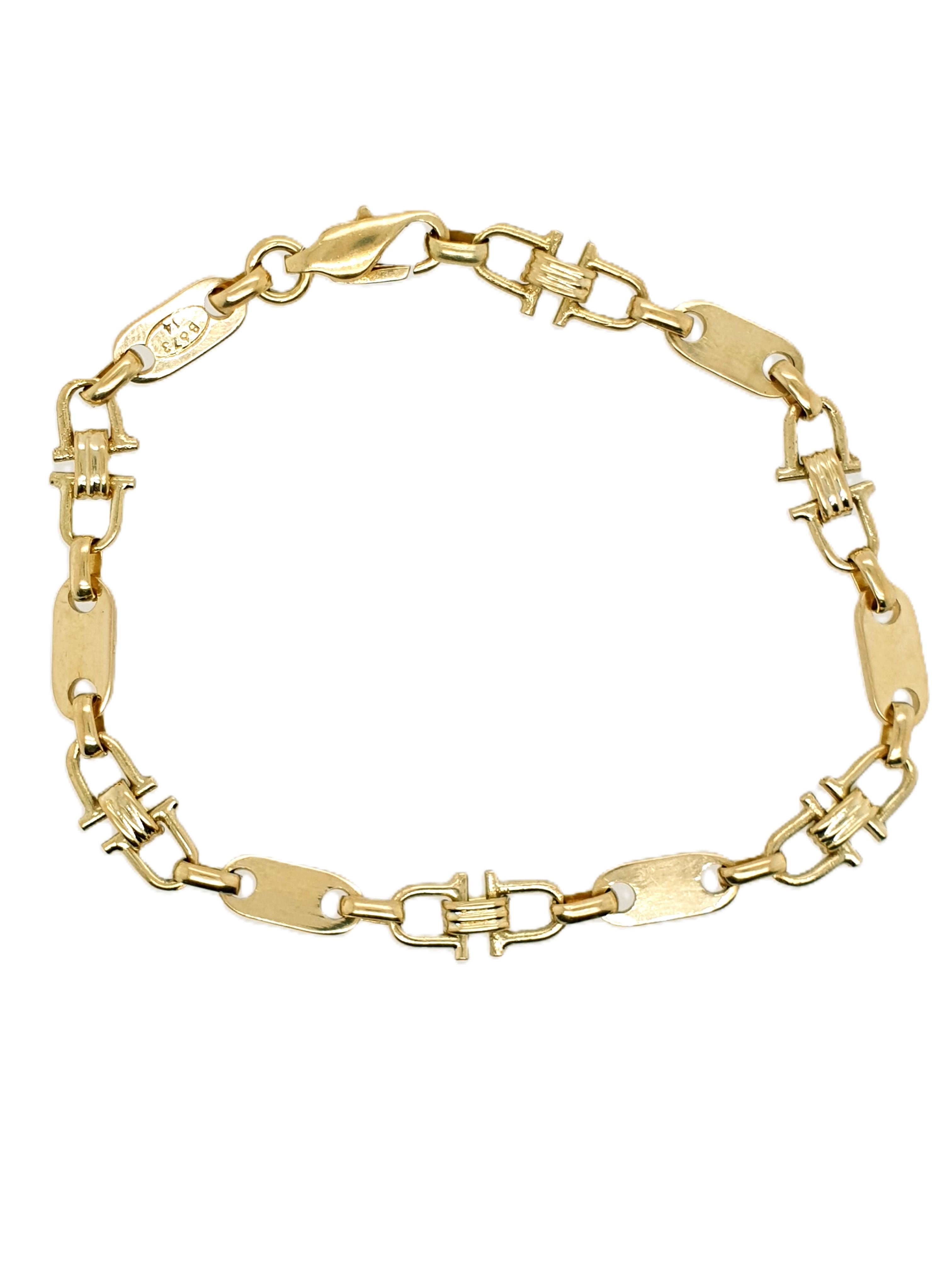 Platten Steigbügel Armband 585/14kt Gold