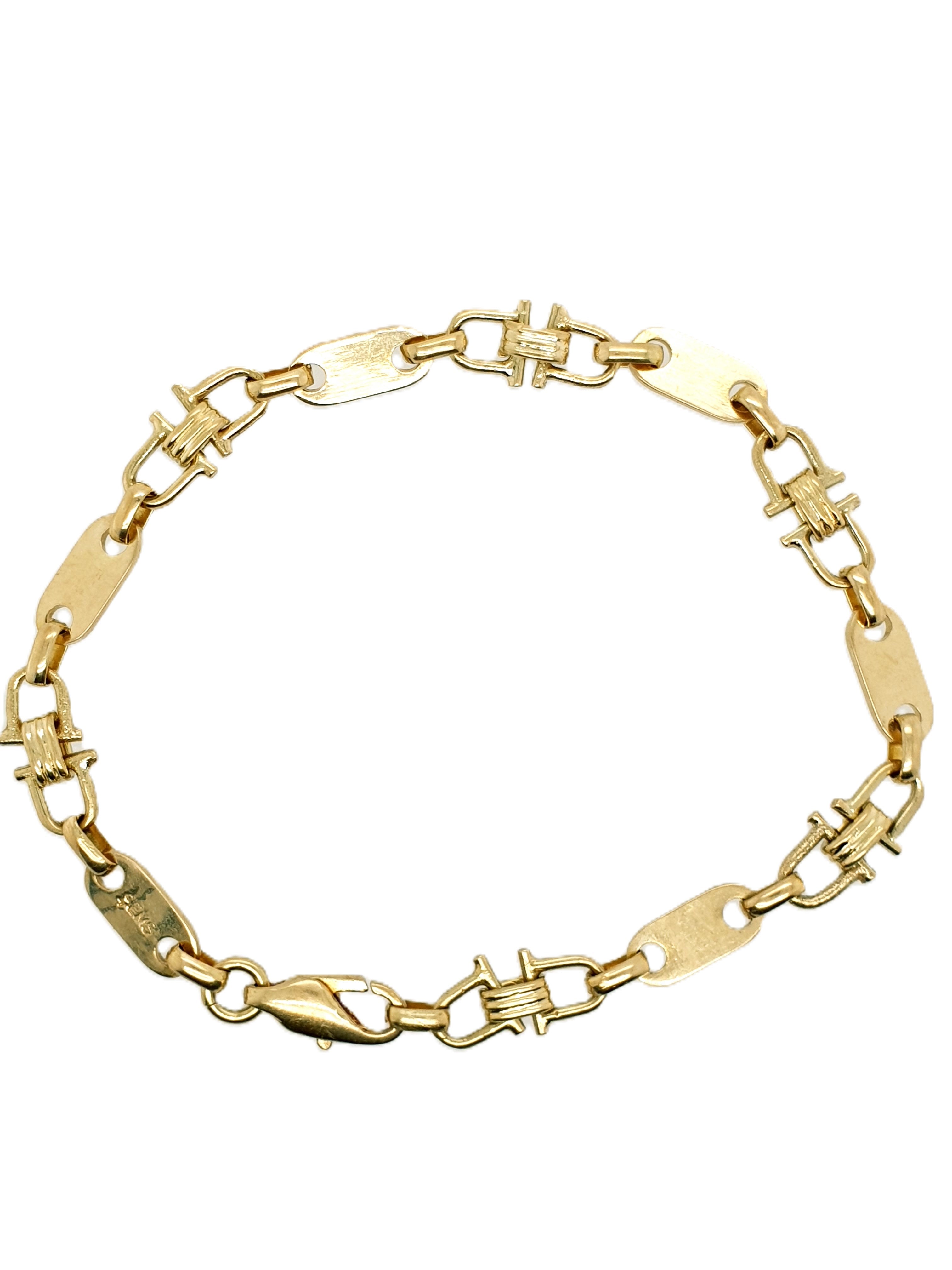 Platten Steigbügel Armband 585/14kt Gold