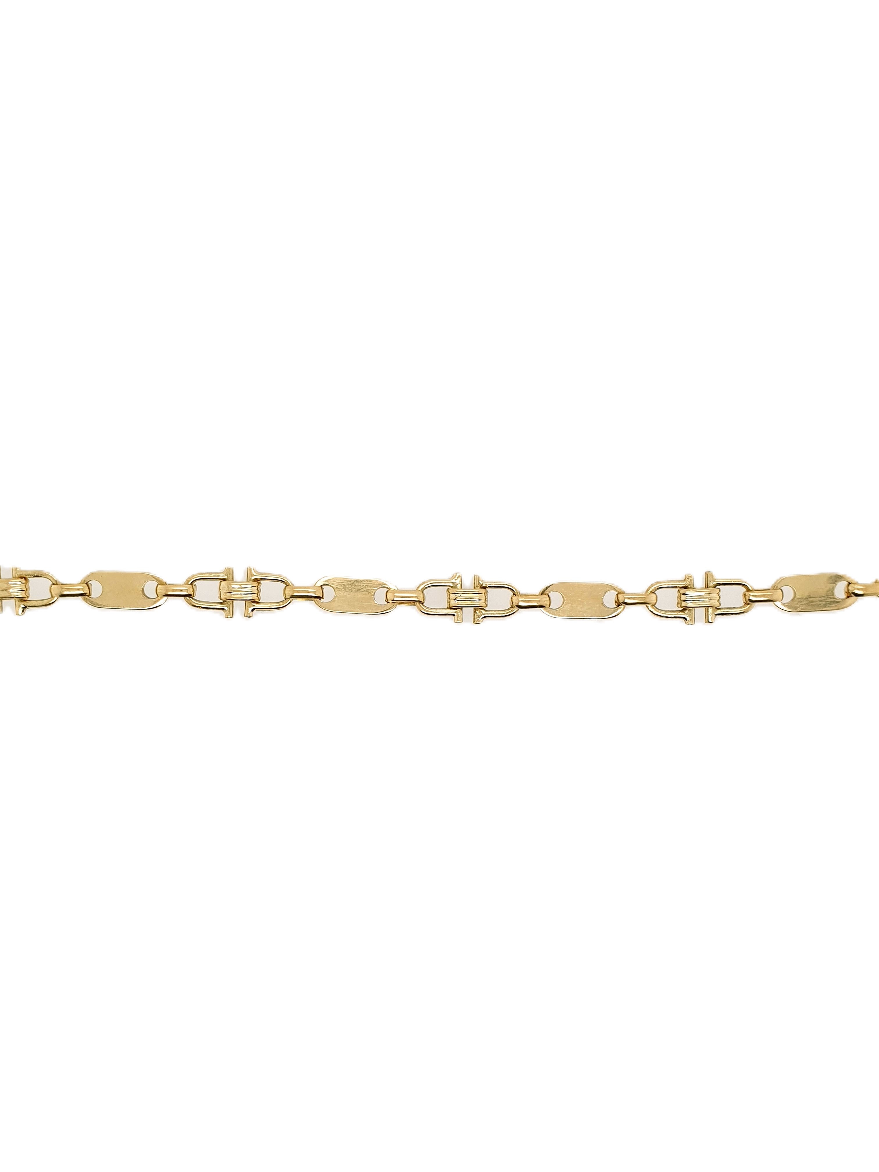 Platten Steigbügel Armband 585/14kt Gold