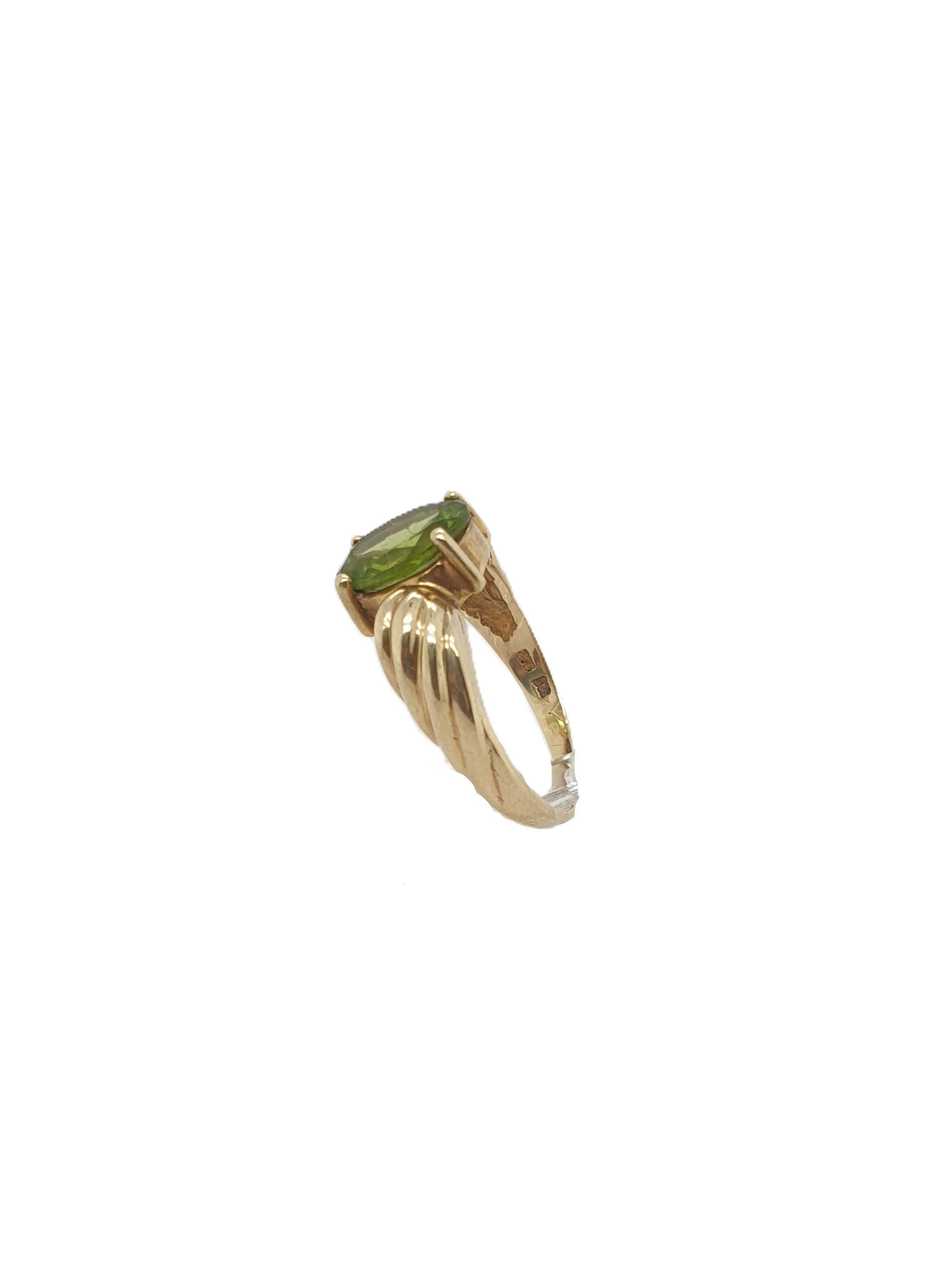 Gold Ring 375/9k mit grünem Schmuckstein Gr.50 Echtgold