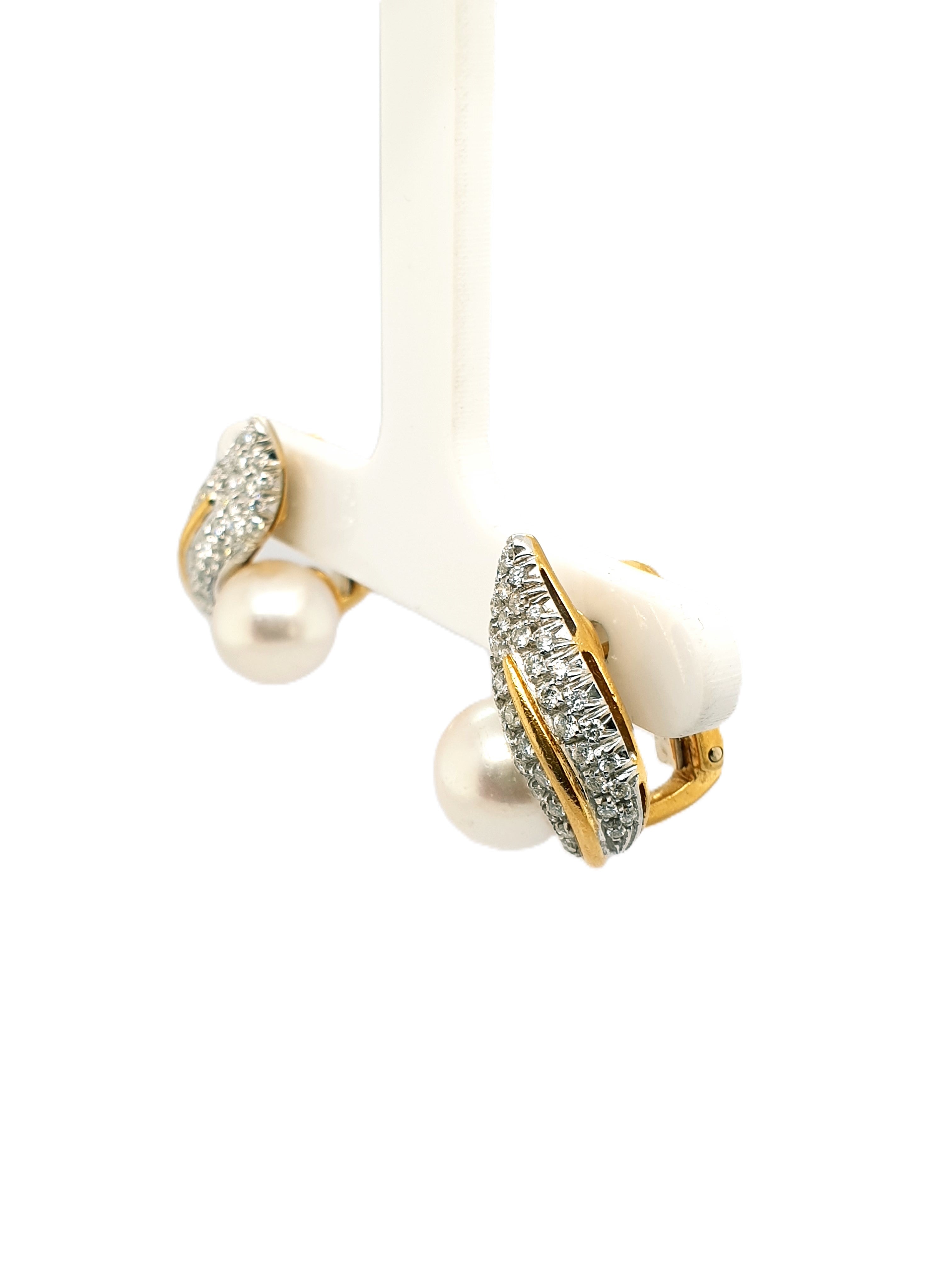 Brillant Perlen Ohrringe 750/18kt ca. 0,43ct