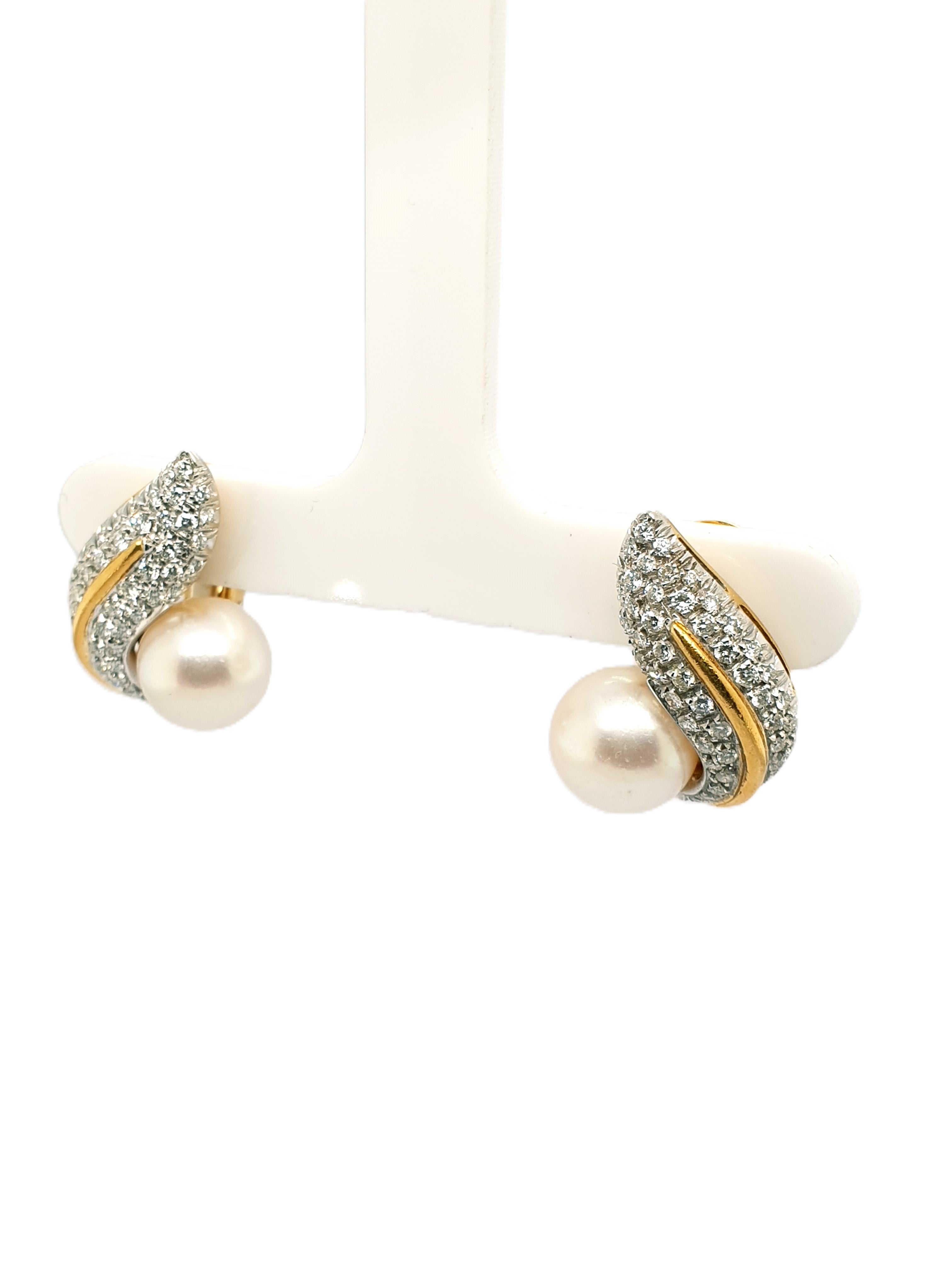 Brillant Perlen Ohrringe 750/18kt ca. 0,43ct