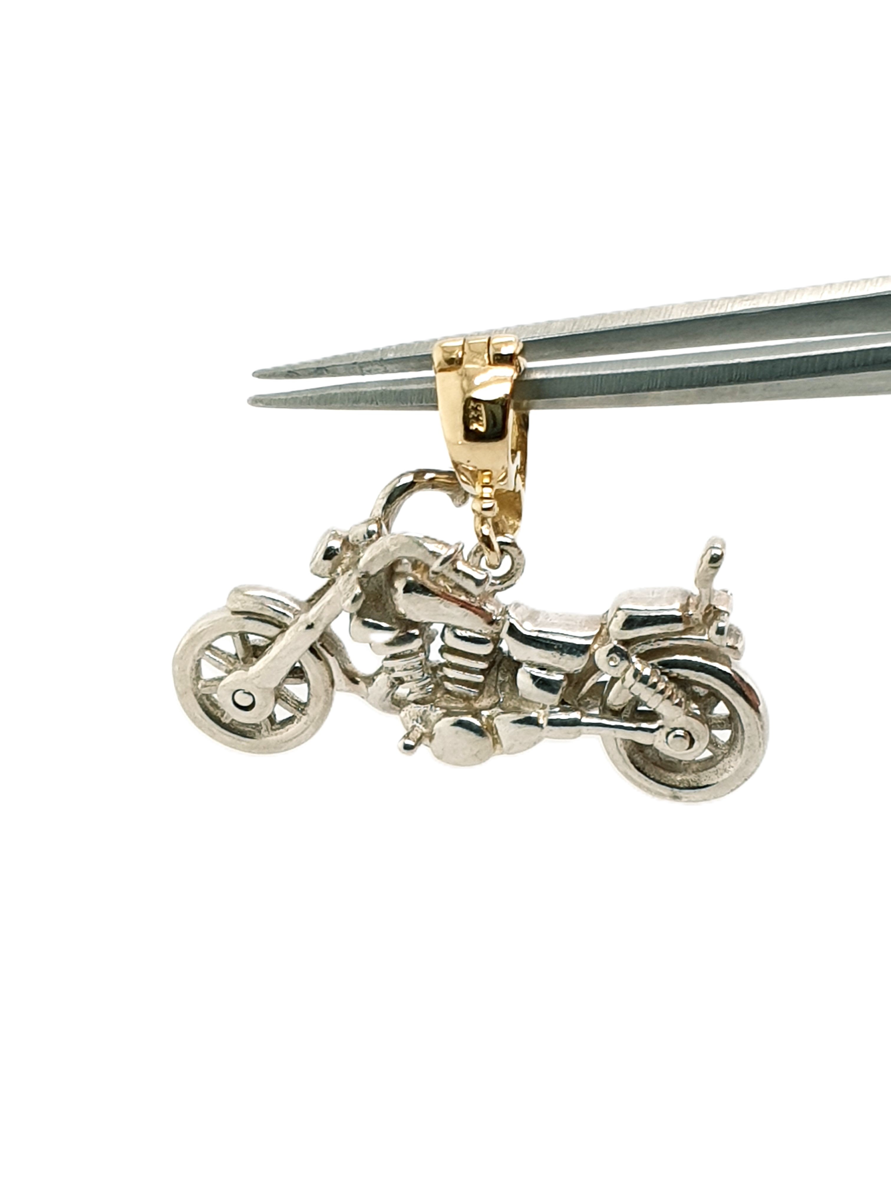 Motorrad Anhänger Silber und Gold 925/333