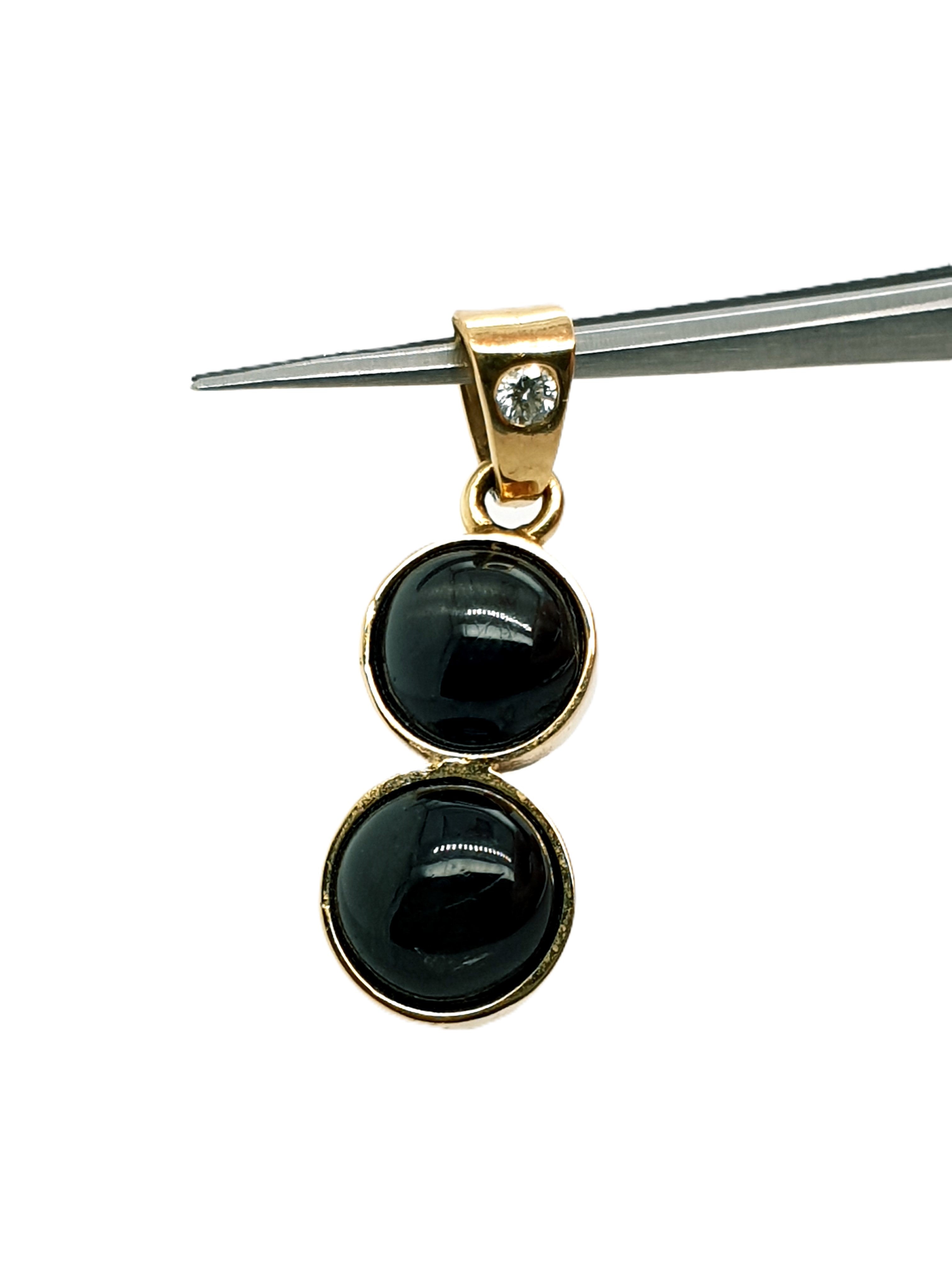 Anhänger Gold 585/14kt Schwarze Schmucksteine