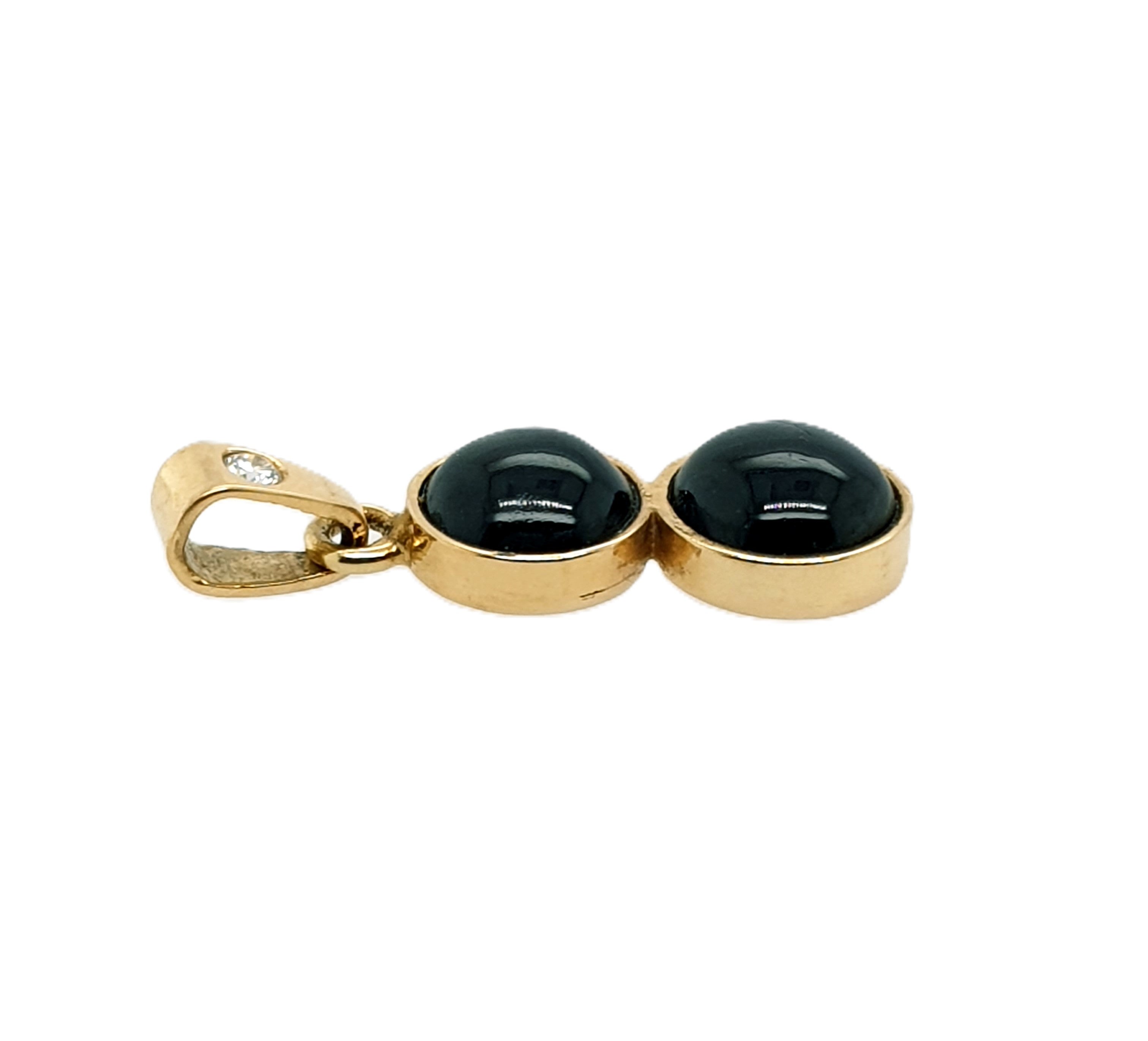 Anhänger Gold 585/14kt Schwarze Schmucksteine