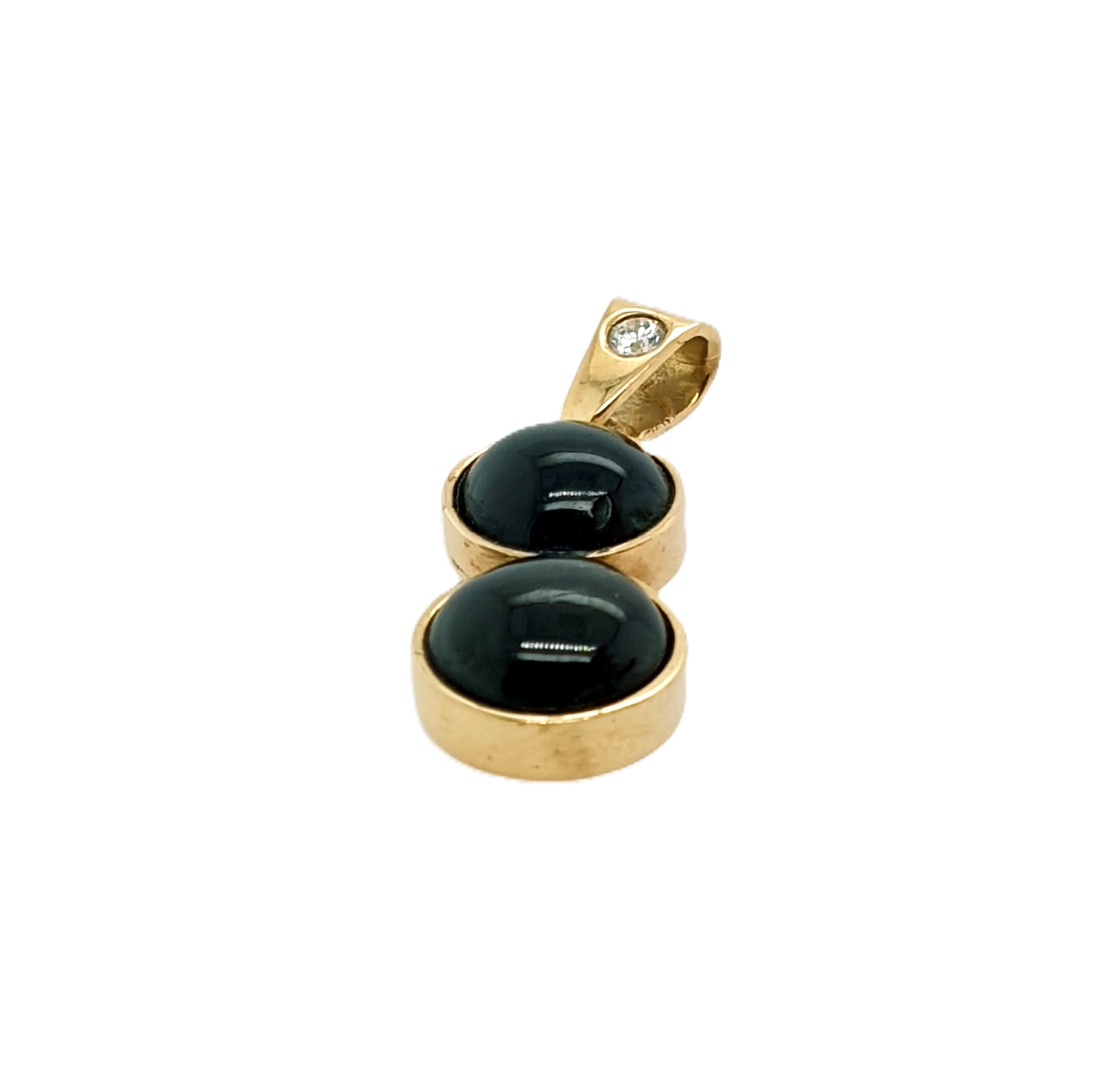 Anhänger Gold 585/14kt Schwarze Schmucksteine