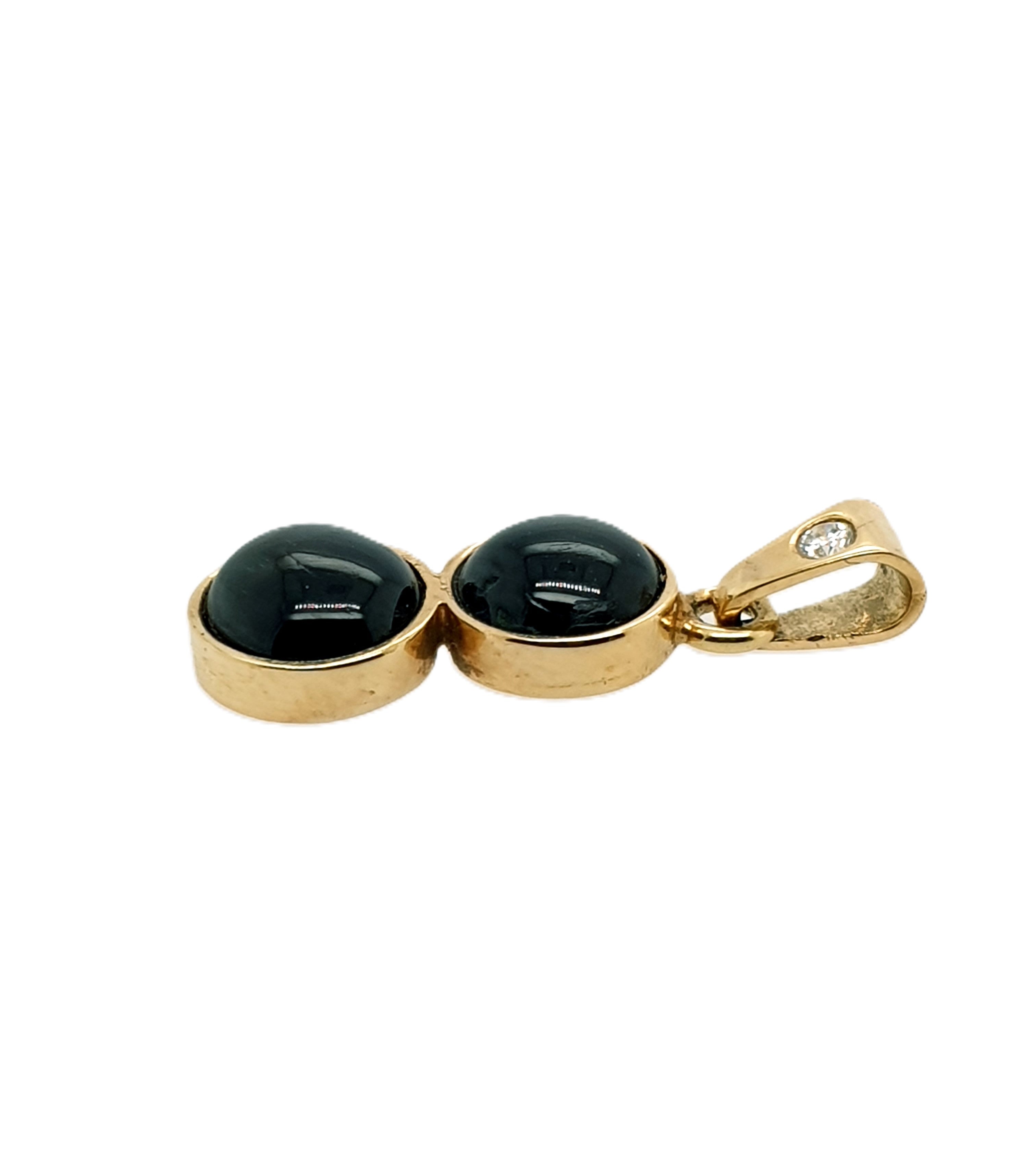 Anhänger Gold 585/14kt Schwarze Schmucksteine