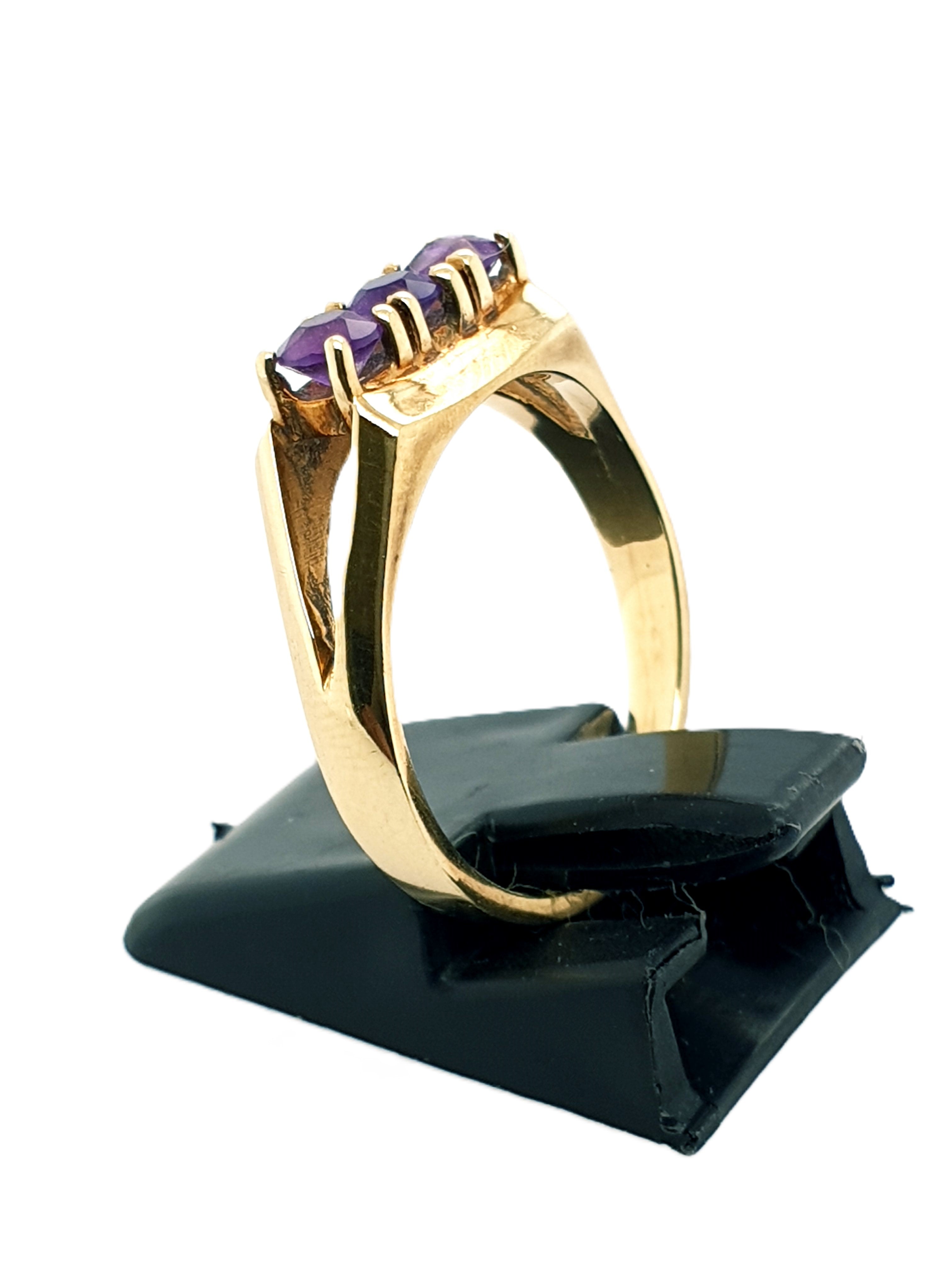 Gold Ring 585/14kt Gr.54 Lila Schmucksteine