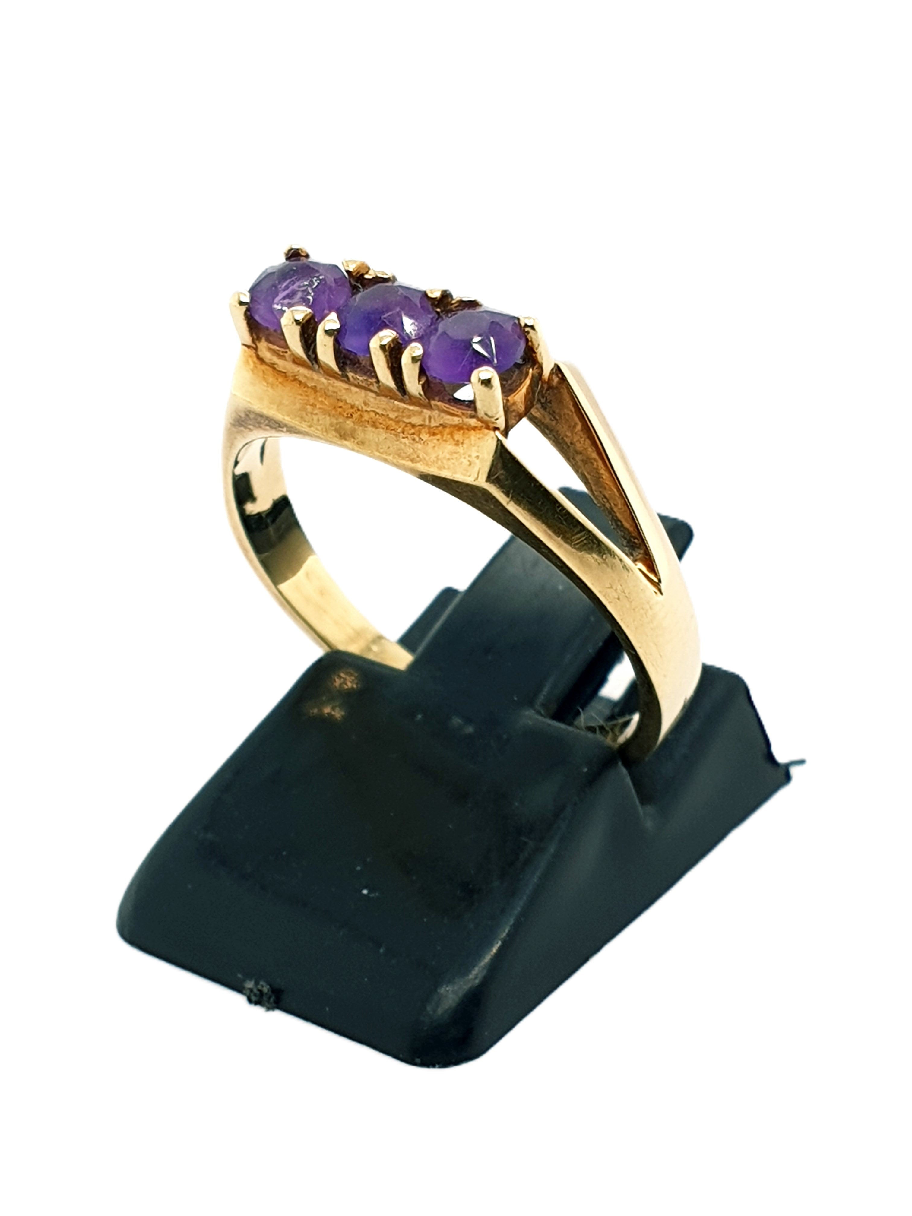 Gold Ring 585/14kt Gr.54 Lila Schmucksteine