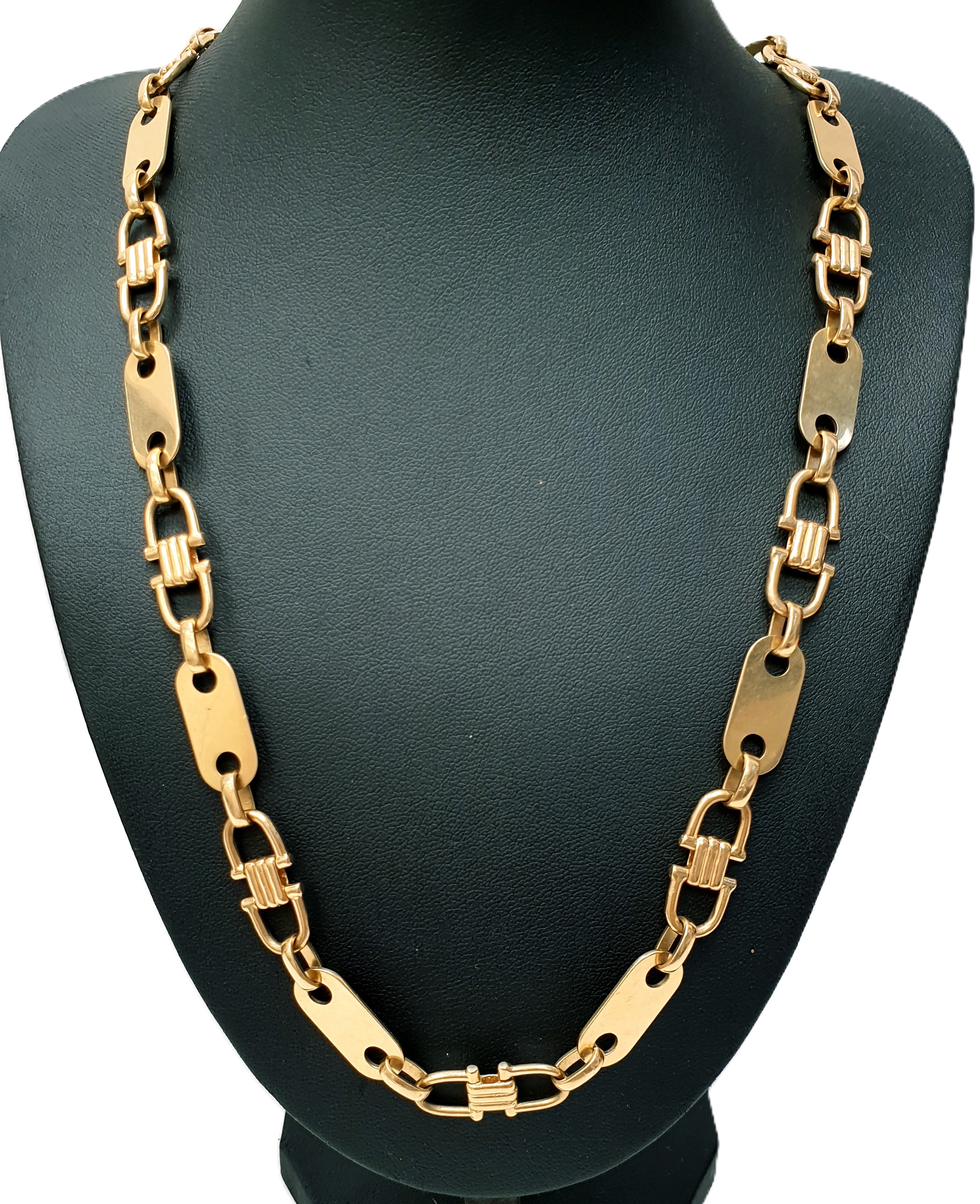 Platten Steigbügel Kette 585/14kt 60cm