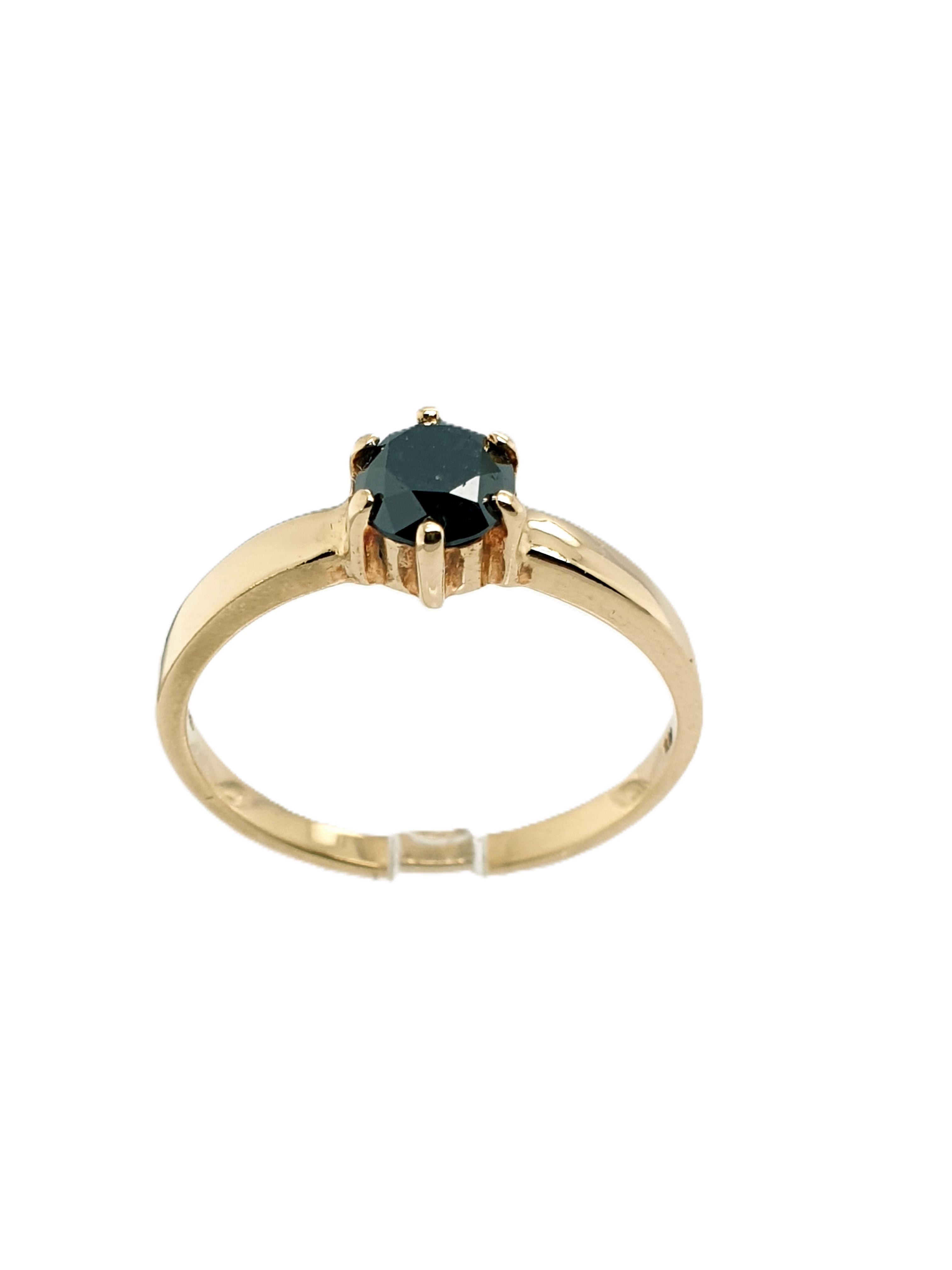 Gold Ring 585/14kt Gr.63 mit Schmuckstein Schwarz