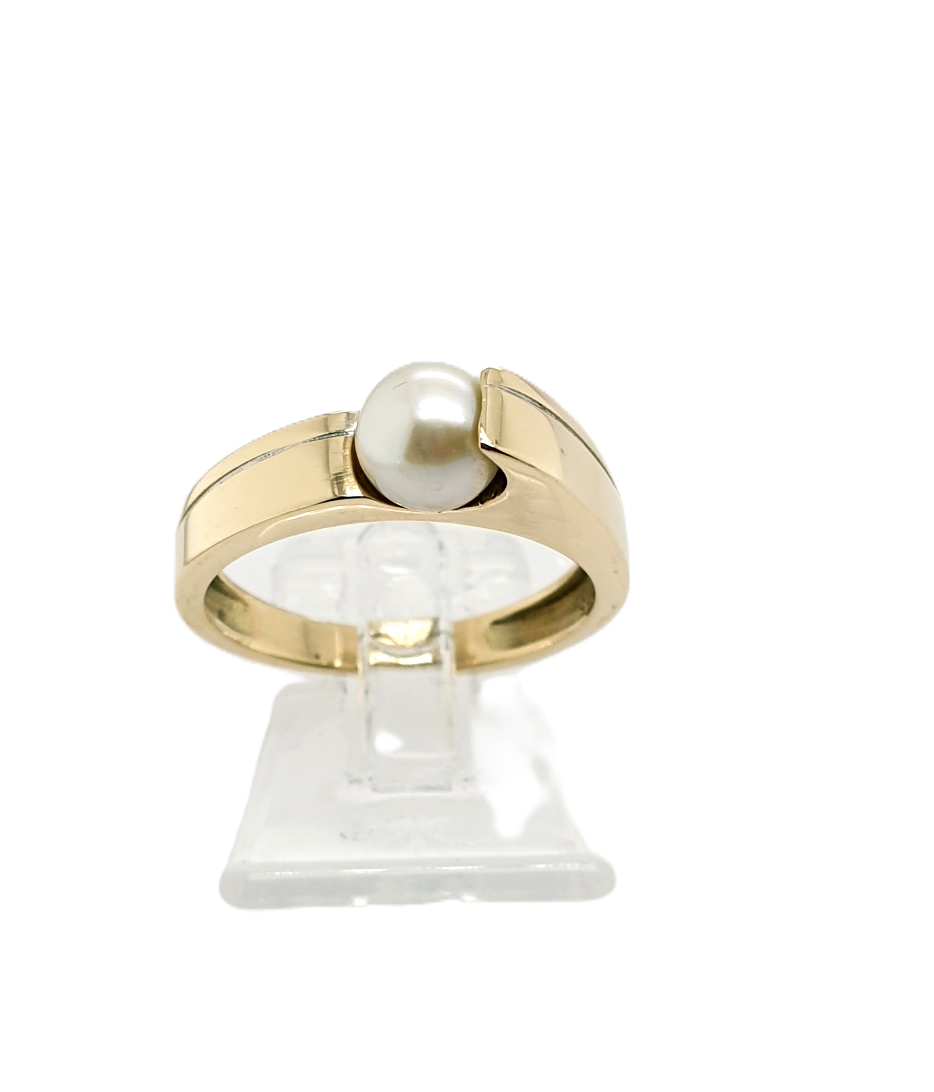 Gold Ring 585/14kt Gr.52 mit Perle