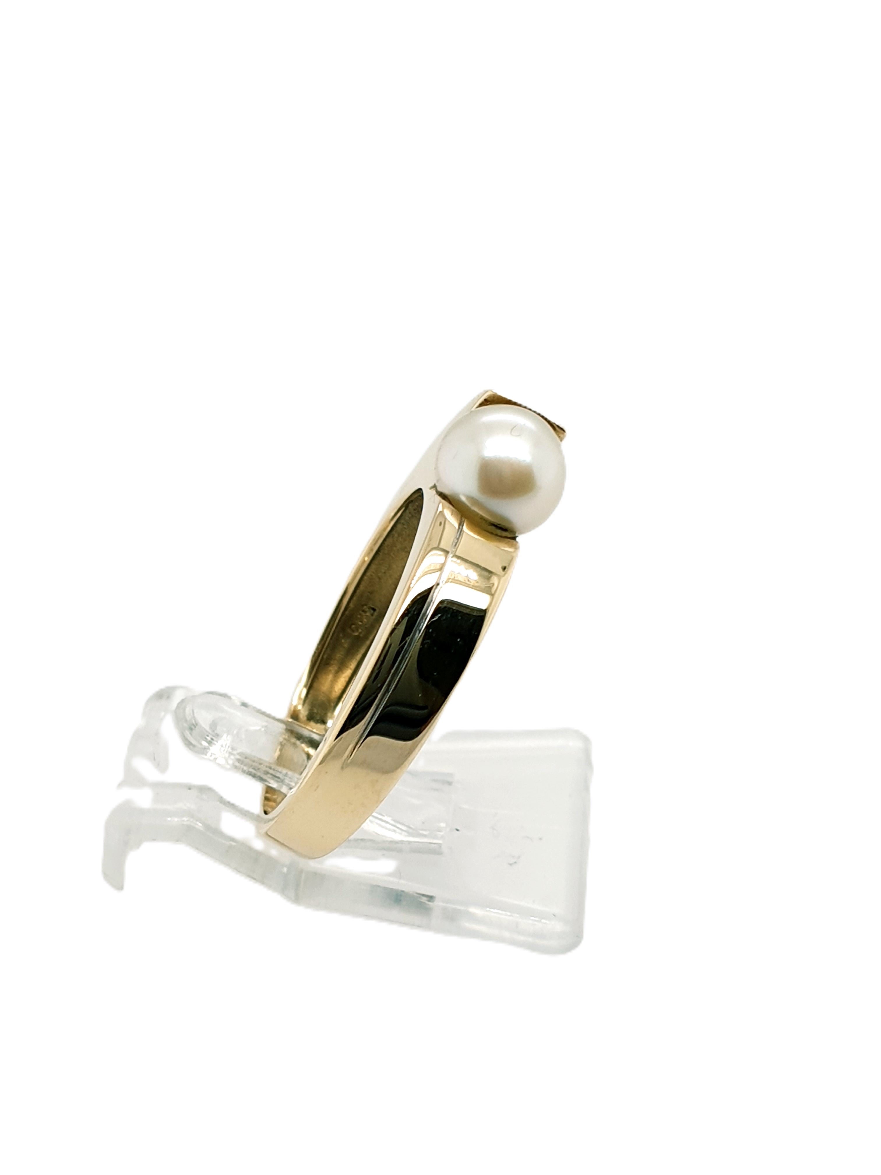 Gold Ring 585/14kt Gr.52 mit Perle