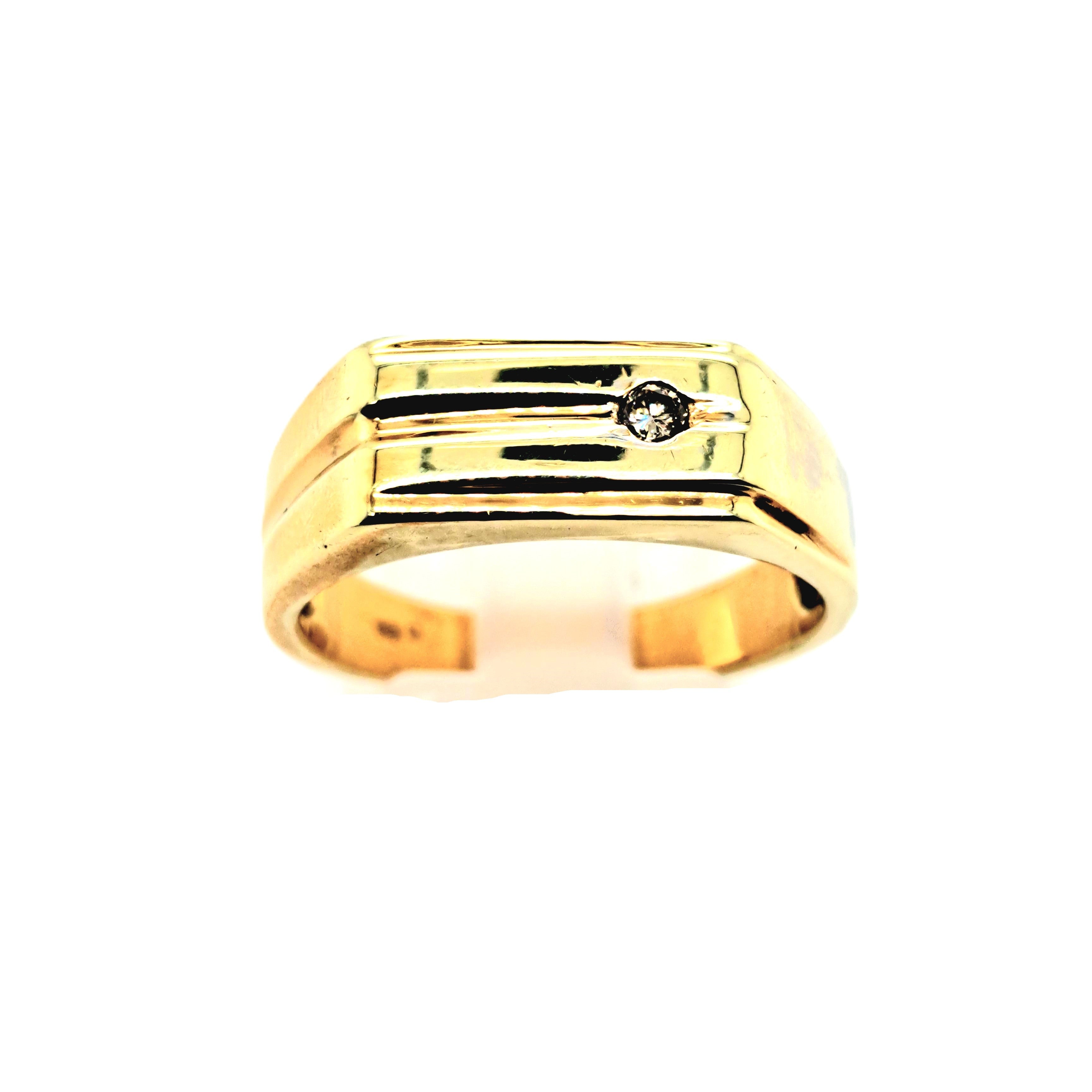 Ring Unisex Gelbgold 585/14kt 1 Brillant ca.0,05ct Gr.60