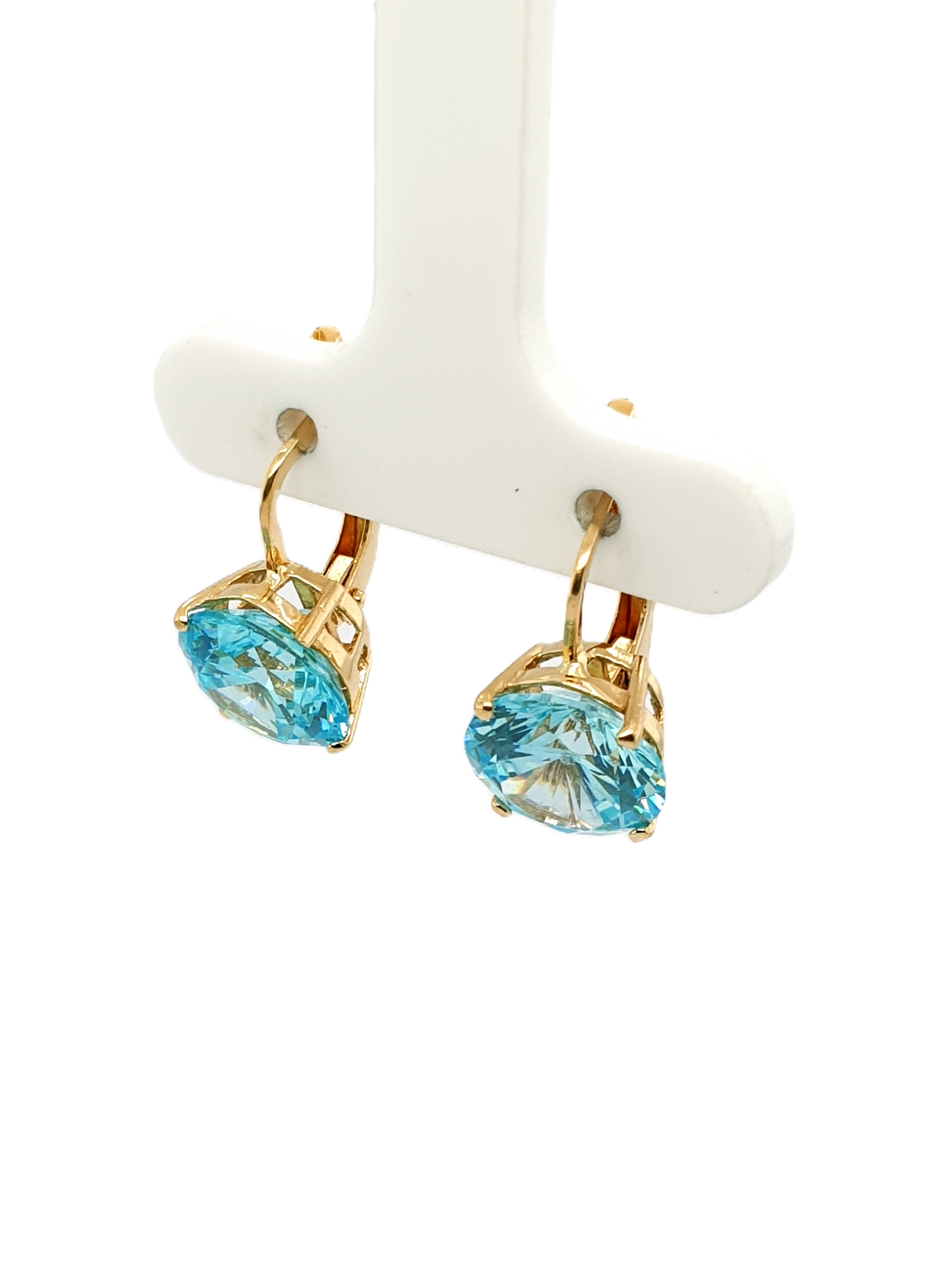 Ohrringe 585/14kt Gold mit Blauen Steinen