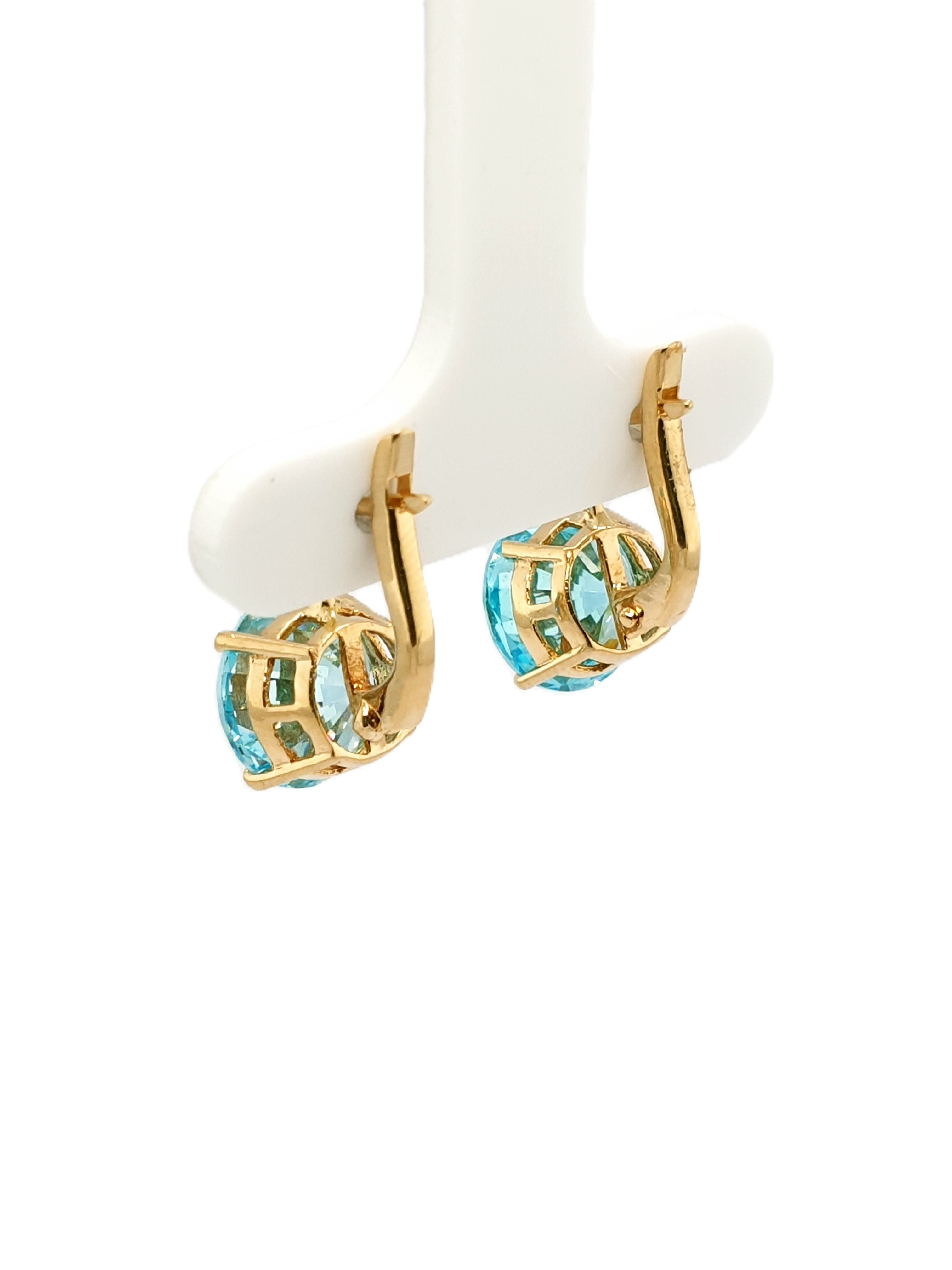 Ohrringe 585/14kt Gold mit Blauen Steinen