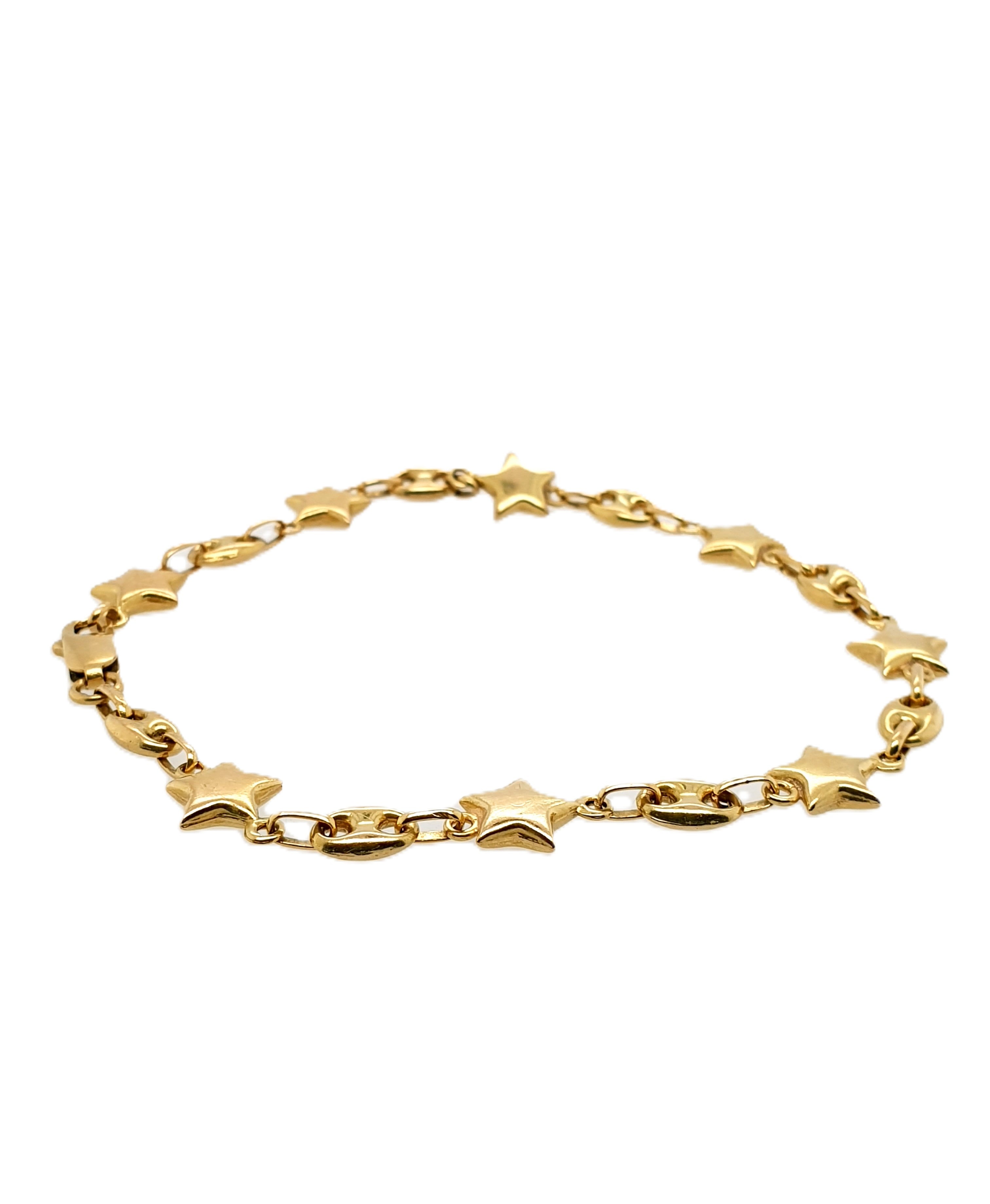 Bohnen Stern Armband 750/18kt Gold 19cm