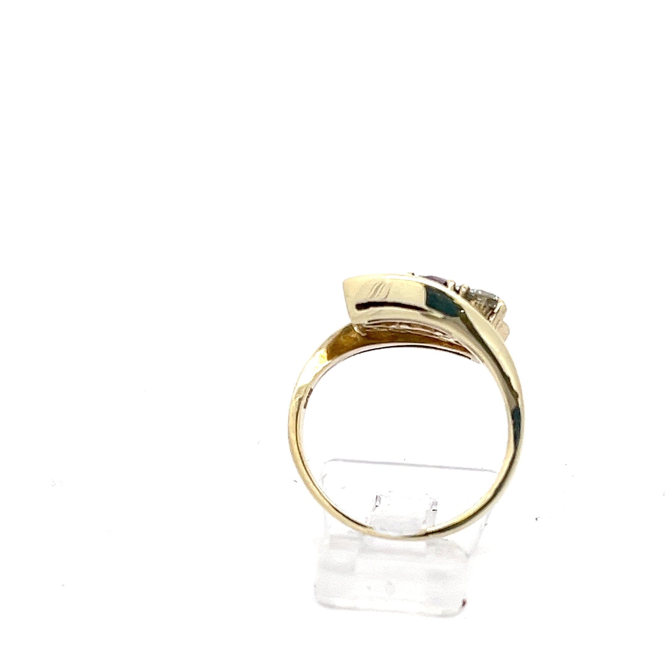 Ring Gelb Gold 585 14kt. Brillanten Schmuckstein lila *54