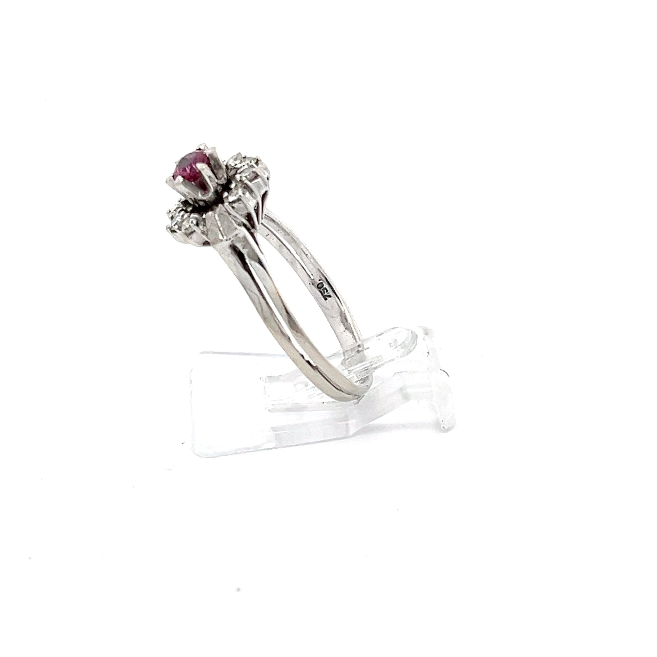 Ring Weiß Gold 750 Diamanten und Farbstein rosa *53*