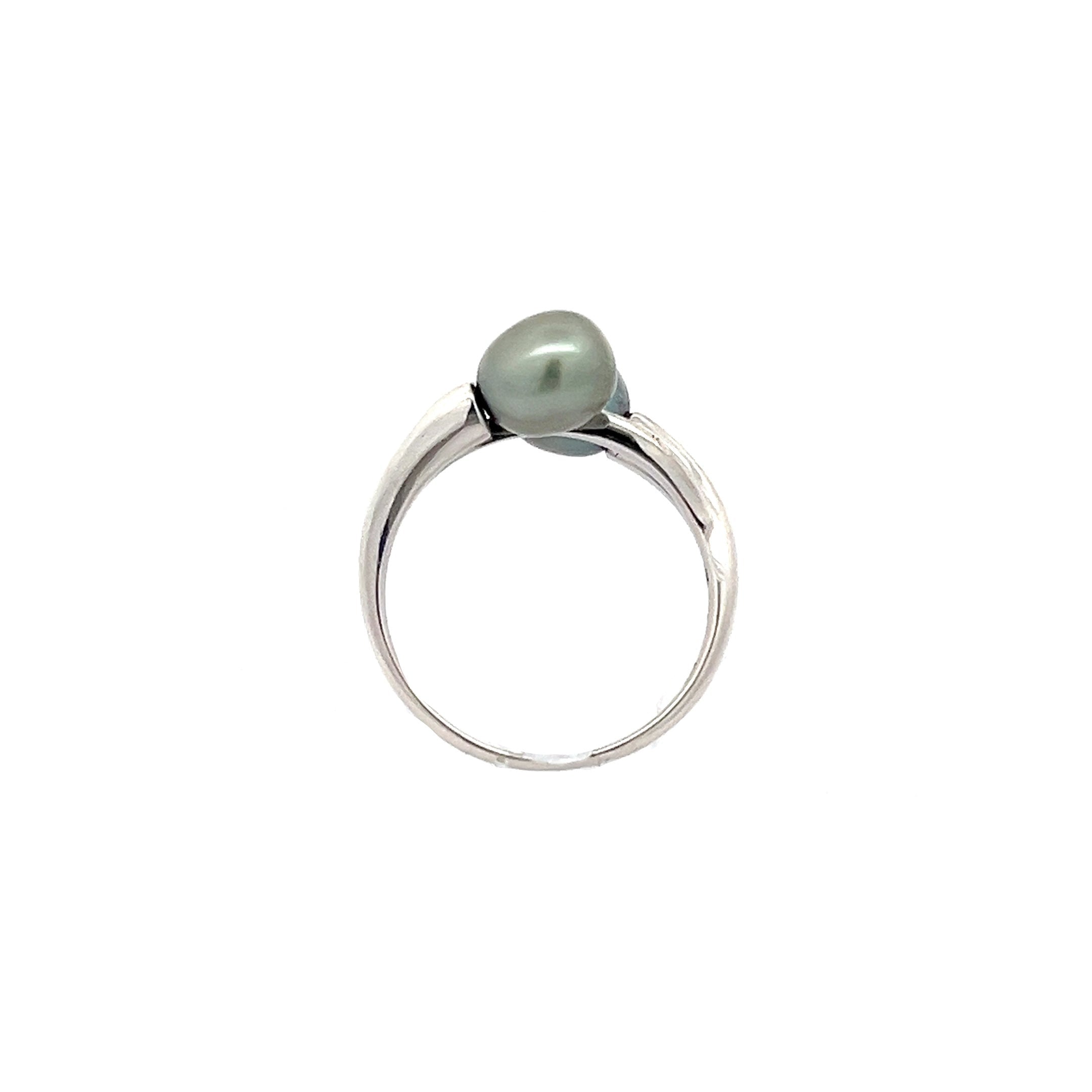 Bypass Wrap Ring Silber 925 mit grünen Perlen *59