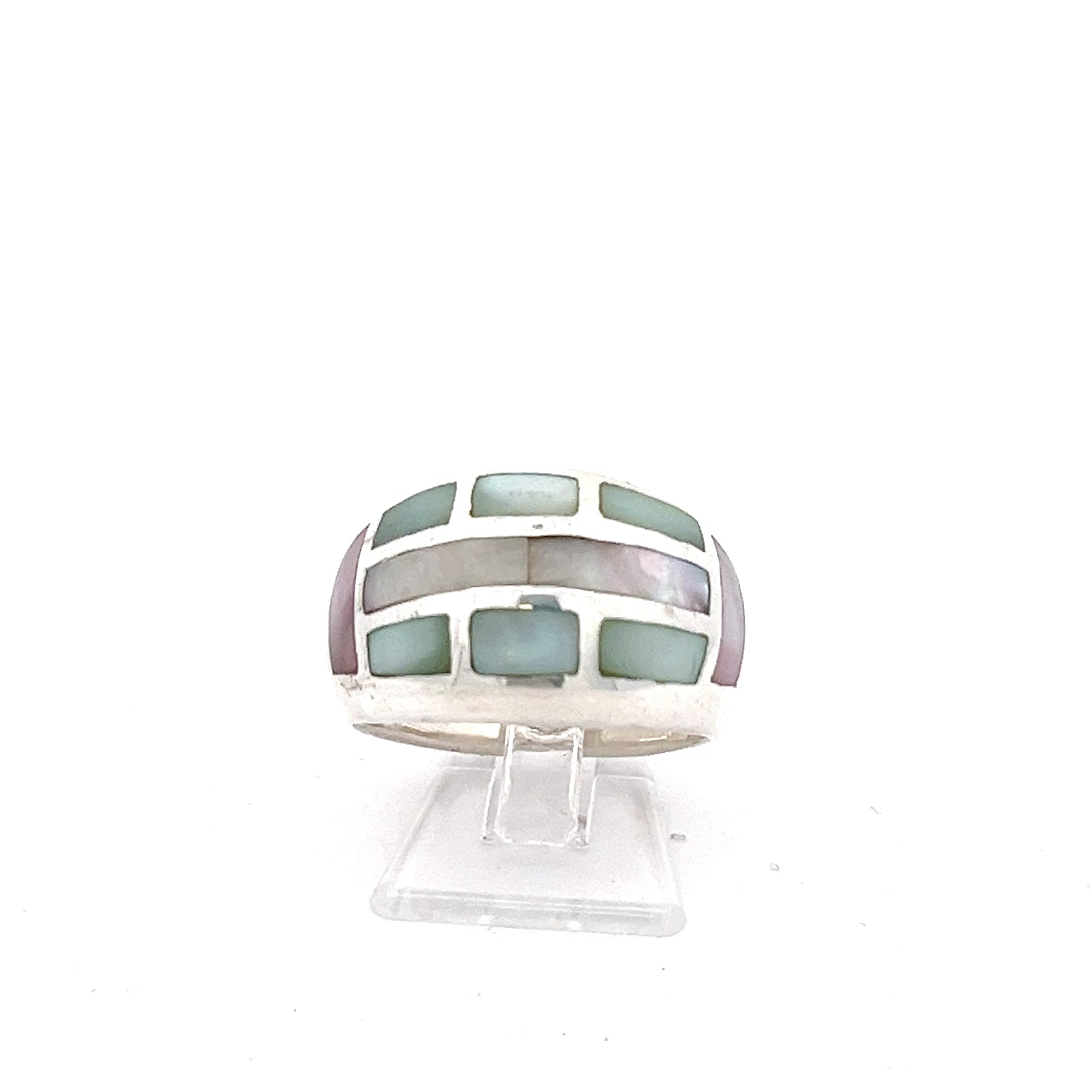 Pastell Sterling Silber 925 Damenring pink, grün, blau *58