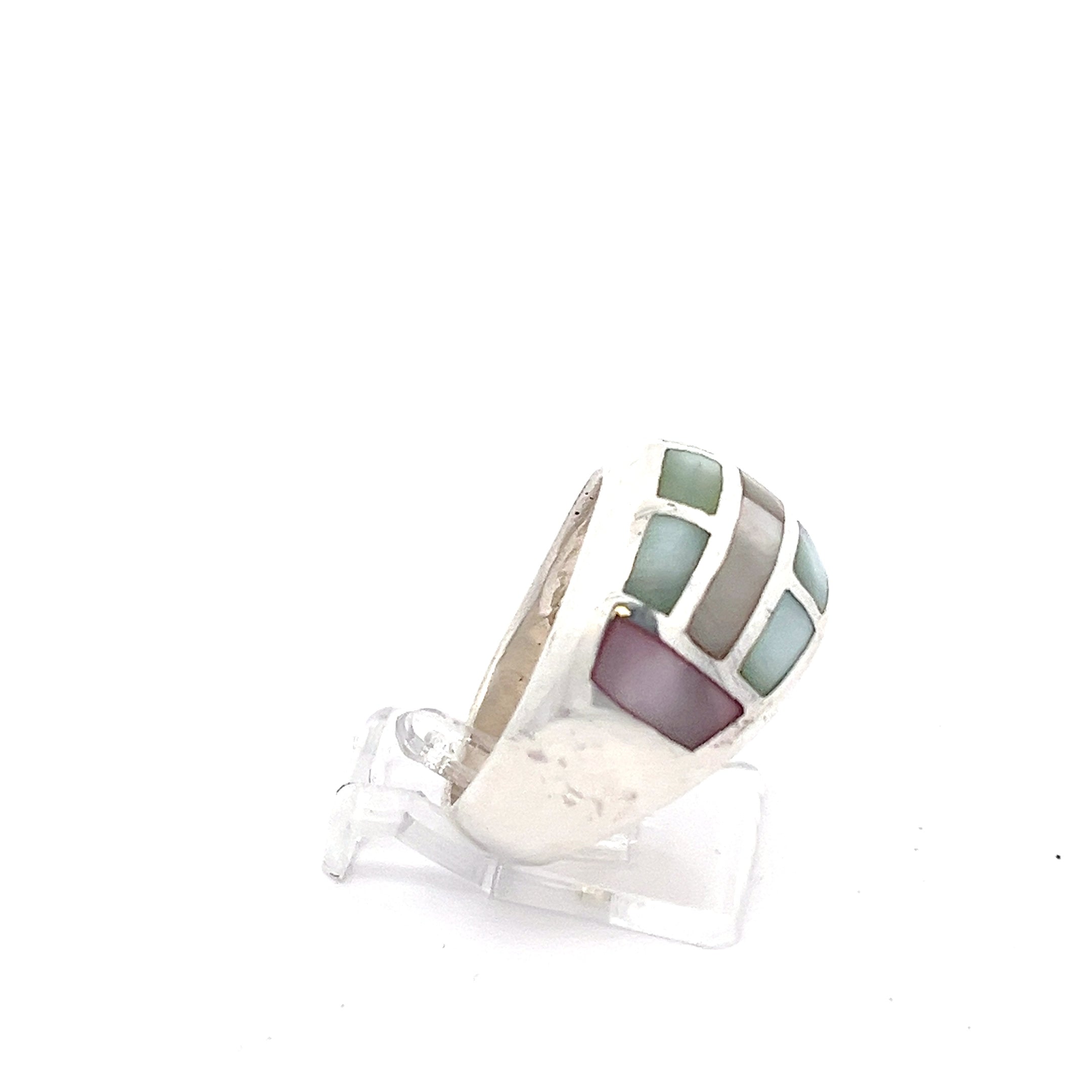 Pastell Sterling Silber 925 Damenring pink, grün, blau *58