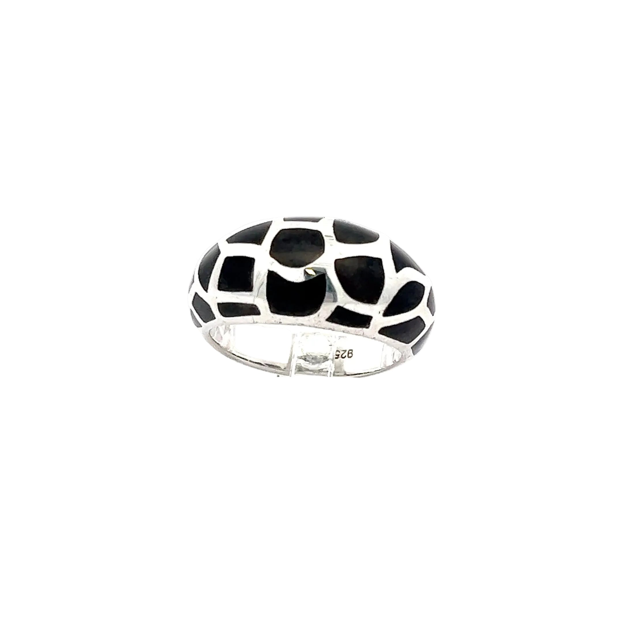 Silber Ring 925 mit schwarzen Elementen *58