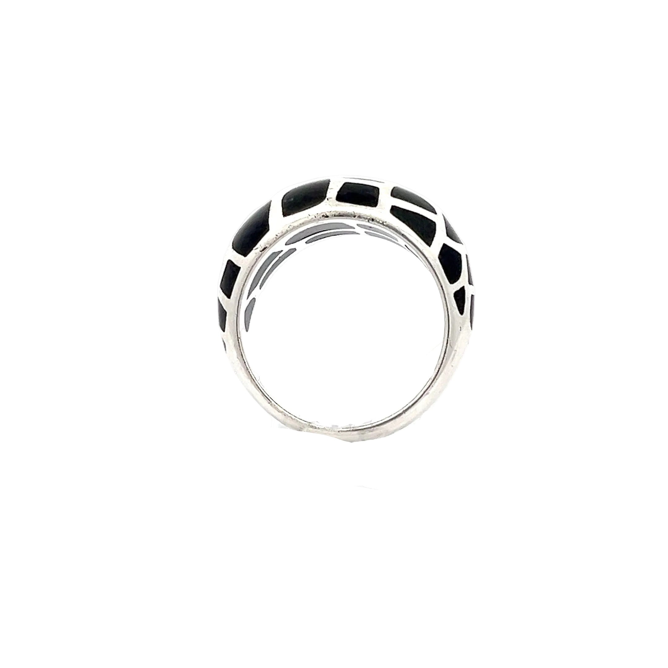 Silber Ring 925 mit schwarzen Elementen *58